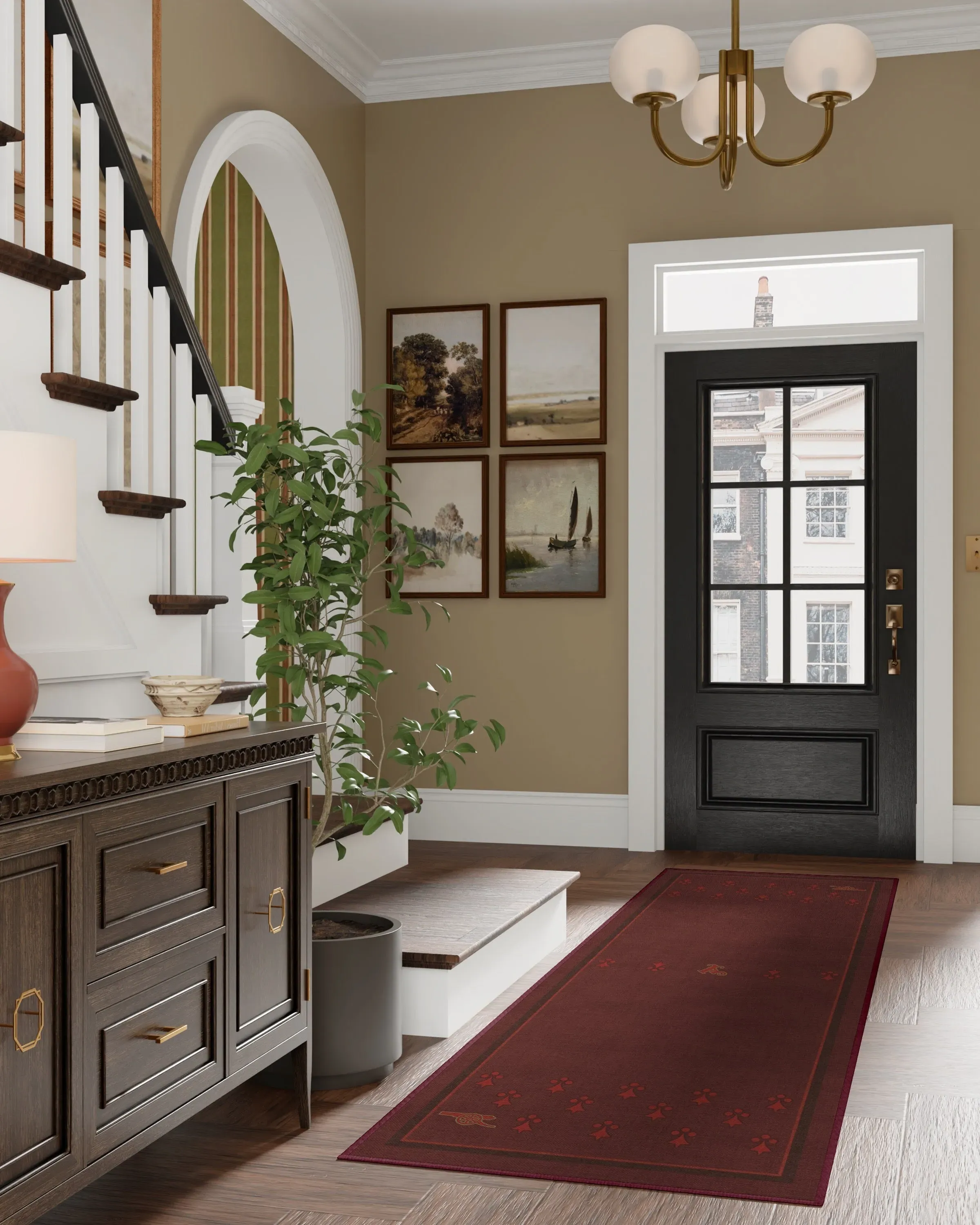 Runner Machine Washable Area Rug - Burgundy
