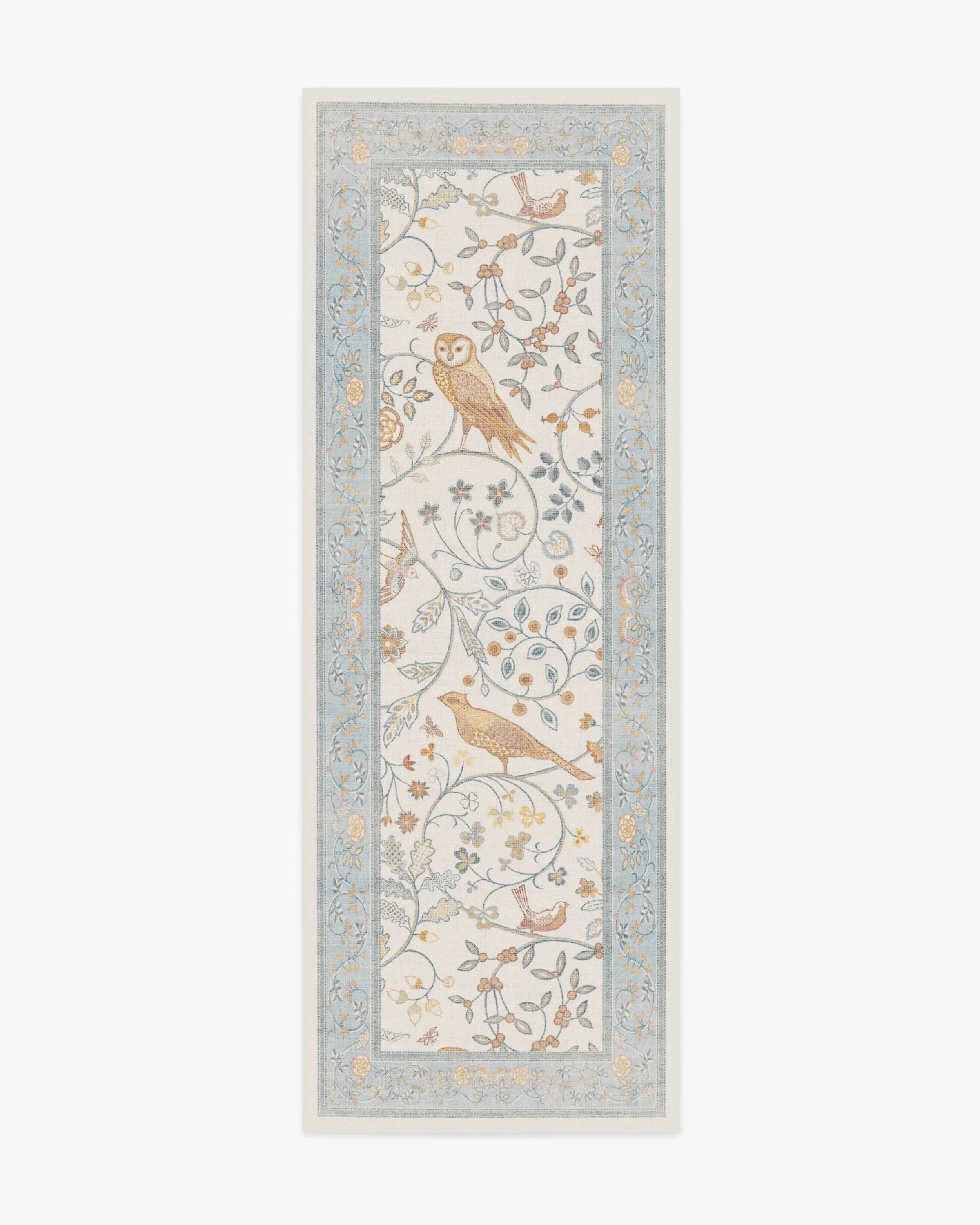 Runner Machine Washable Area Rug - Ivory & Blue