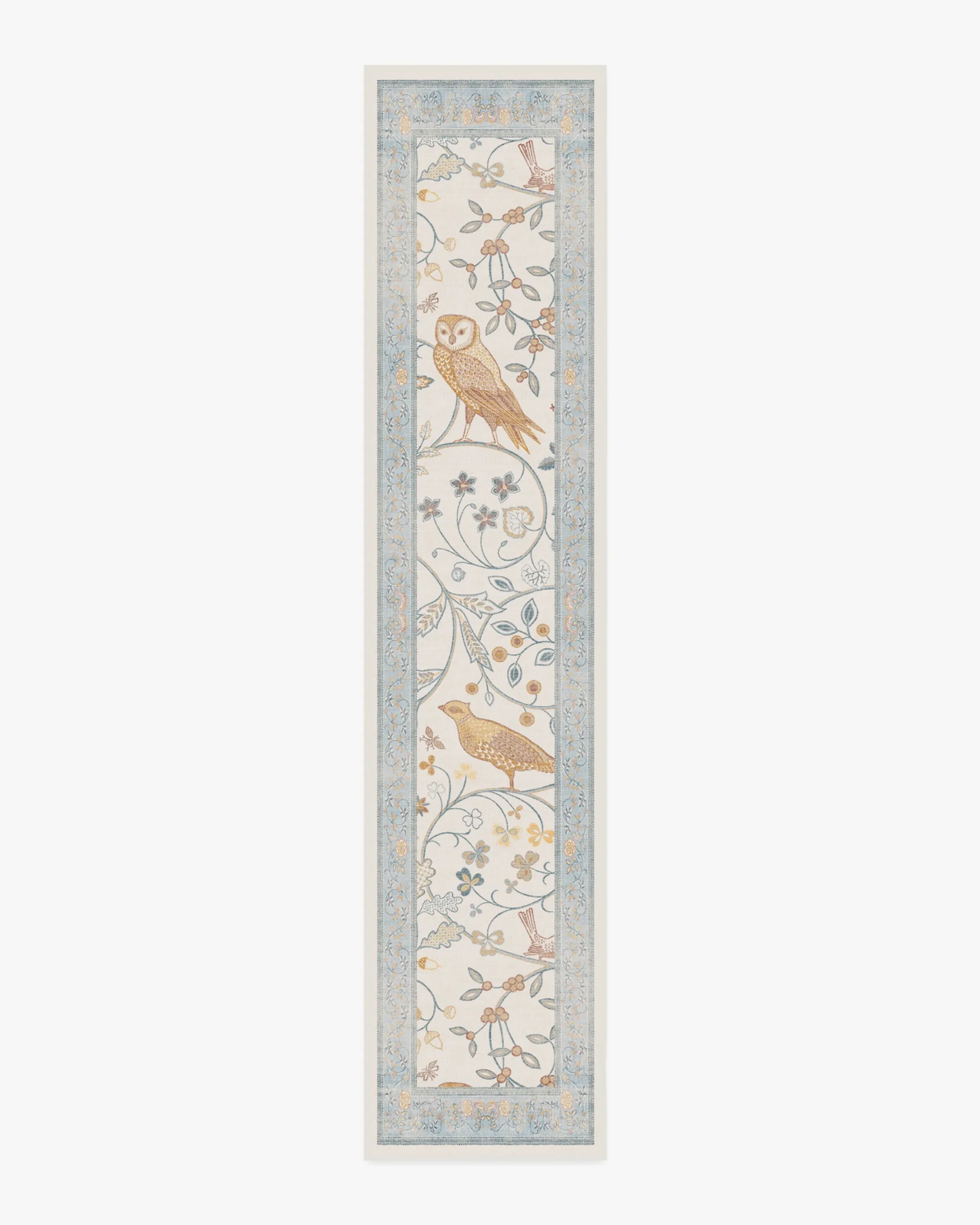 Runner Machine Washable Area Rug - Ivory & Blue