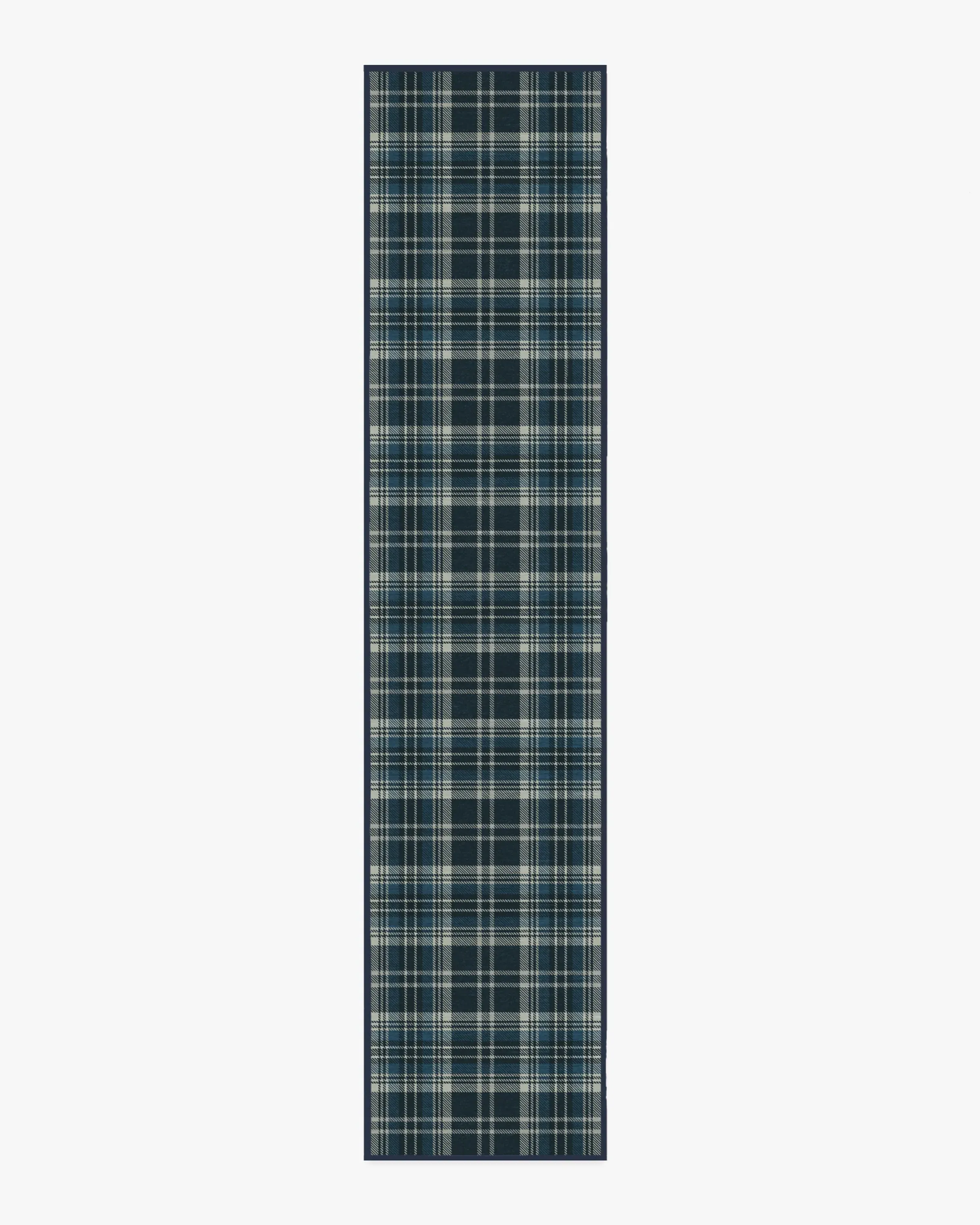 Runner Machine Washable Area Rug - Navy Tartan