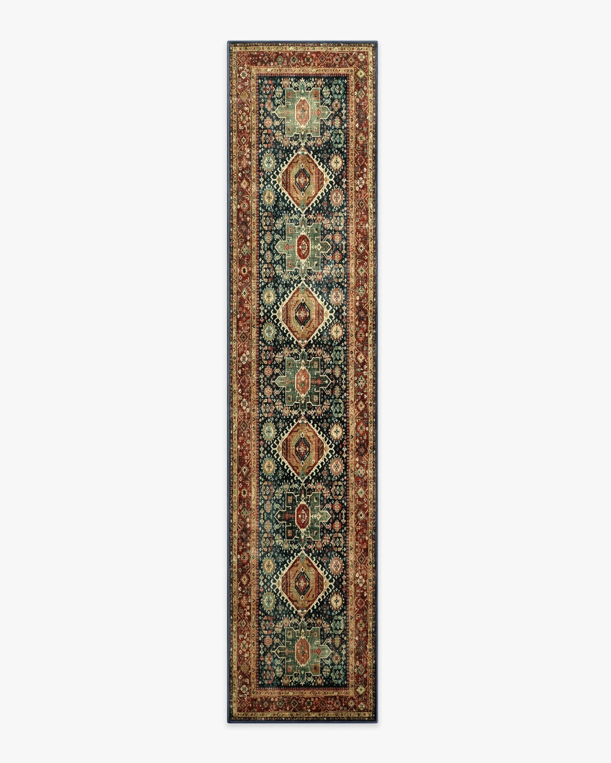 Runner Machine Washable Rug - Navy, Vintage