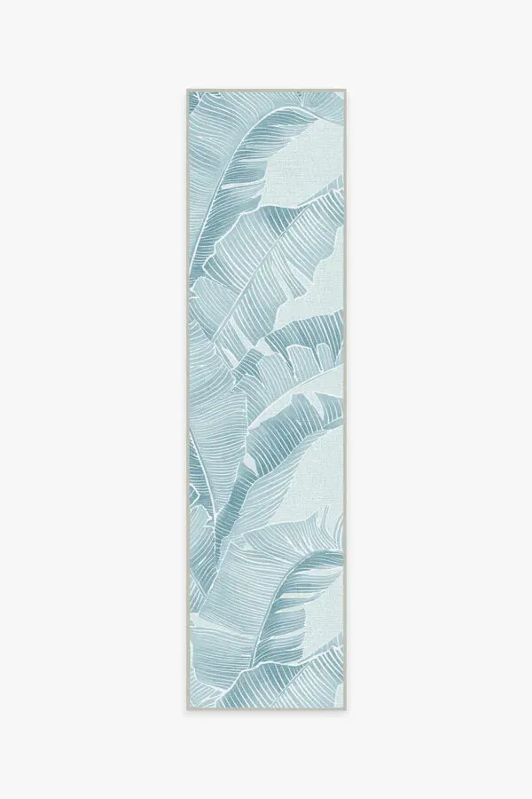 Runner Rug Machine Washable - Blue, Banana Leaf