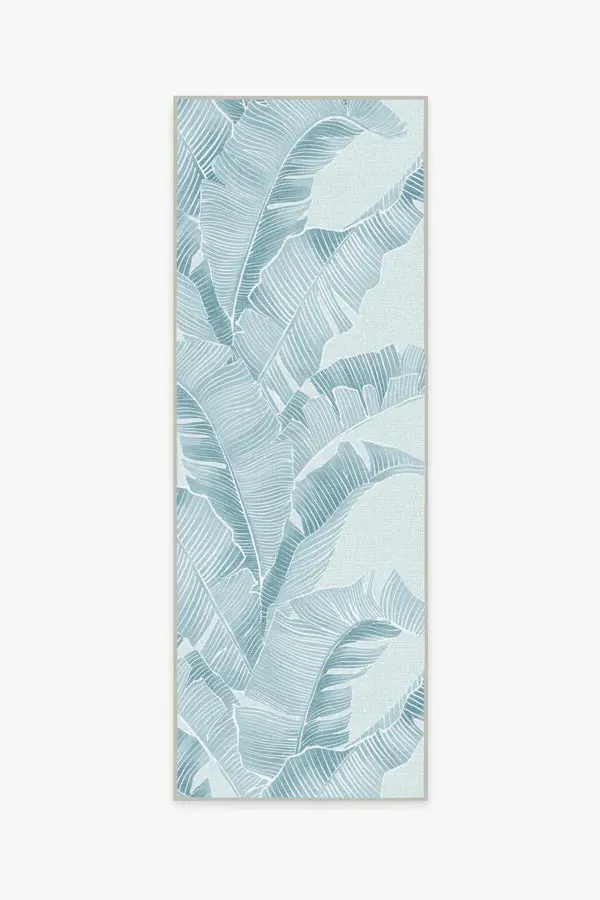 Runner Rug Machine Washable - Blue, Banana Leaf