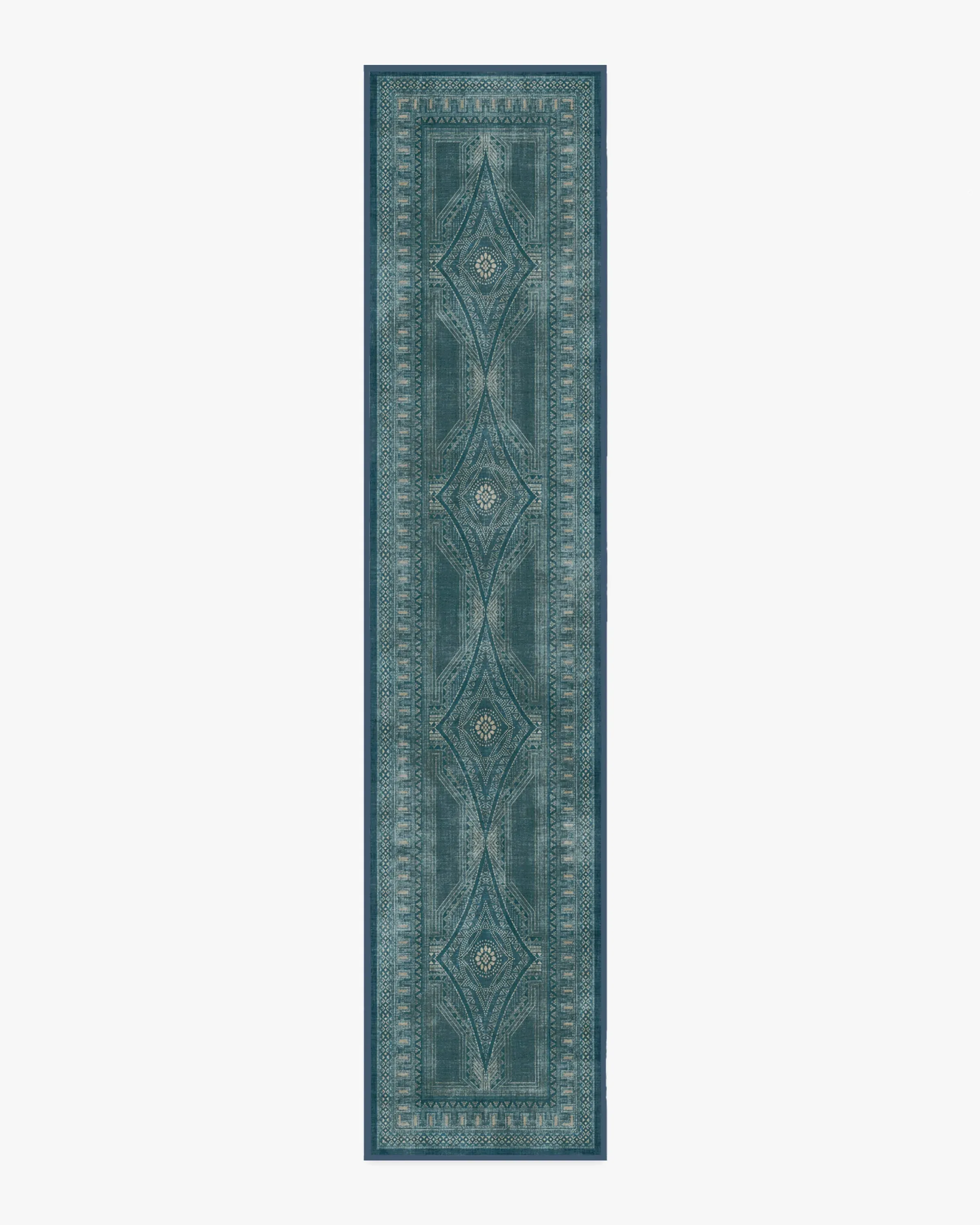 Runner Rug Machine Washable - Blue, Flatwoven
