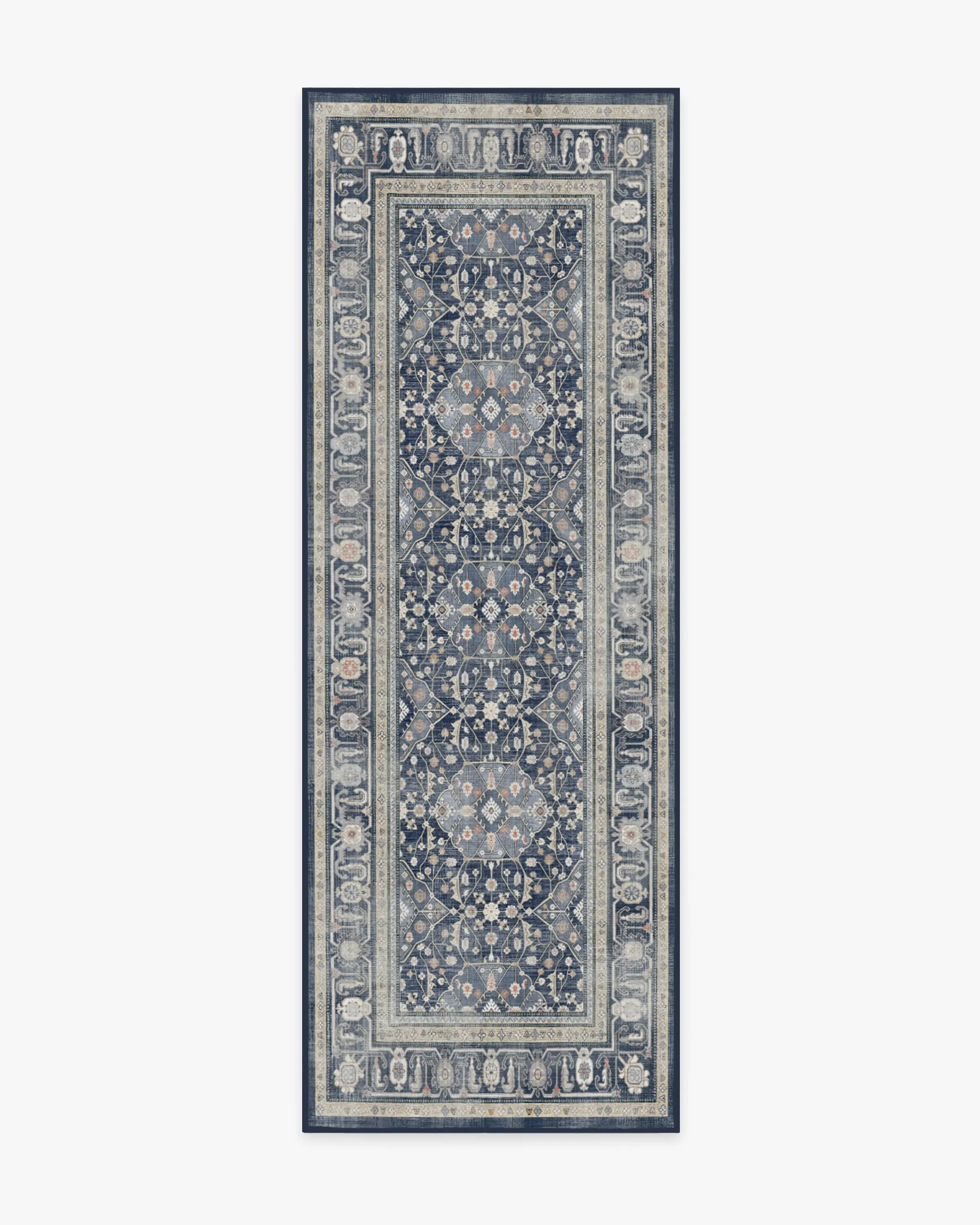 Runner Rug Machine Washable - Blue, Flatwoven