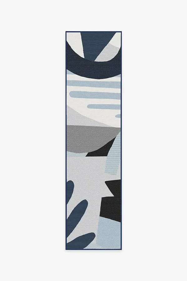 Runner Rug Machine Washable - Blue, Grey
