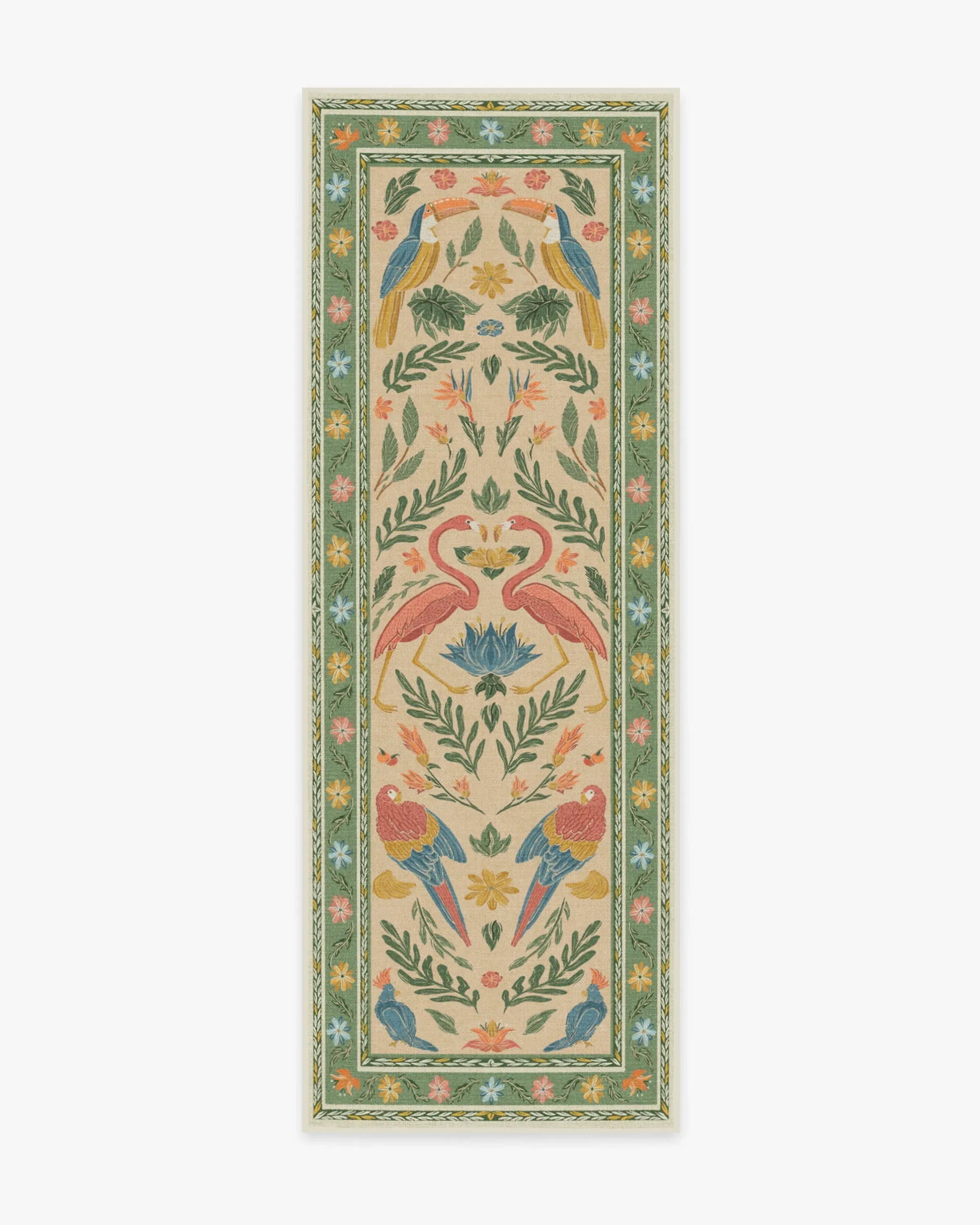 Runner Rug Machine Washable - Green, Chenille