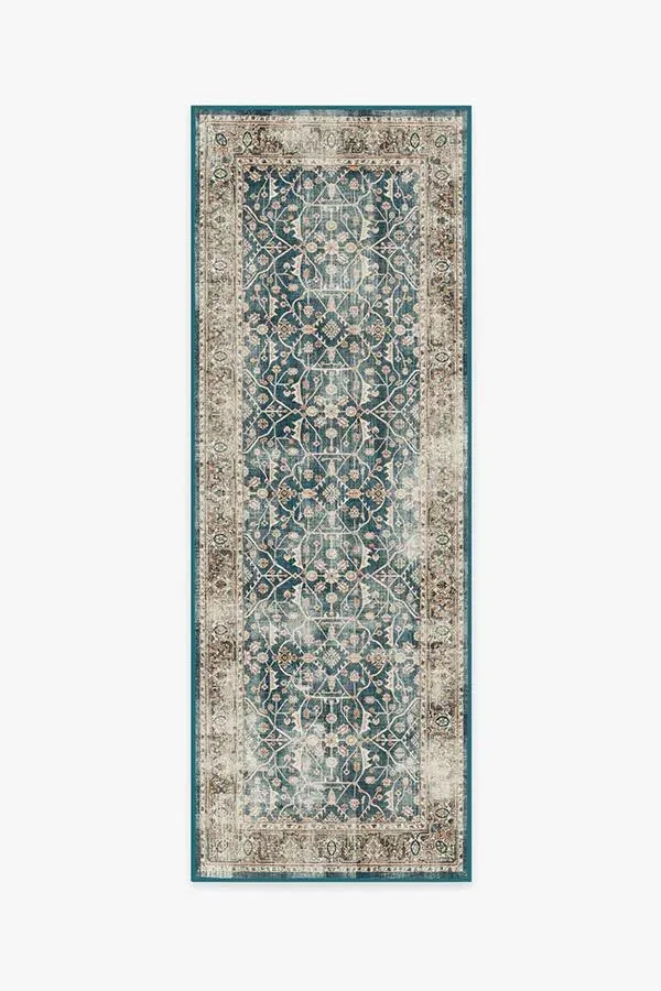 Runner Rug Machine Washable - Teal Blue