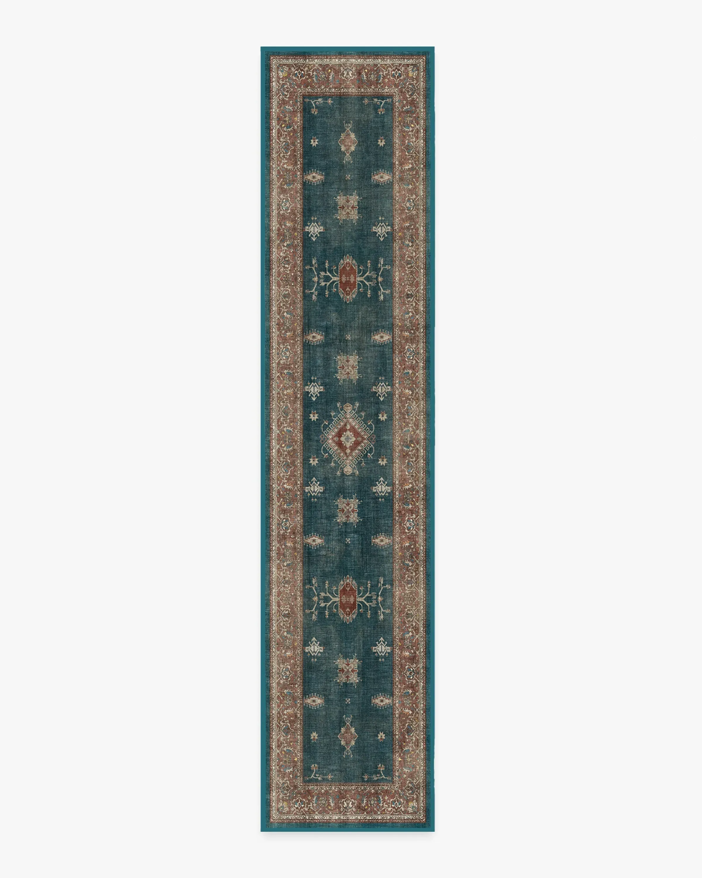 Runner Rug Machine Washable - Teal Blue