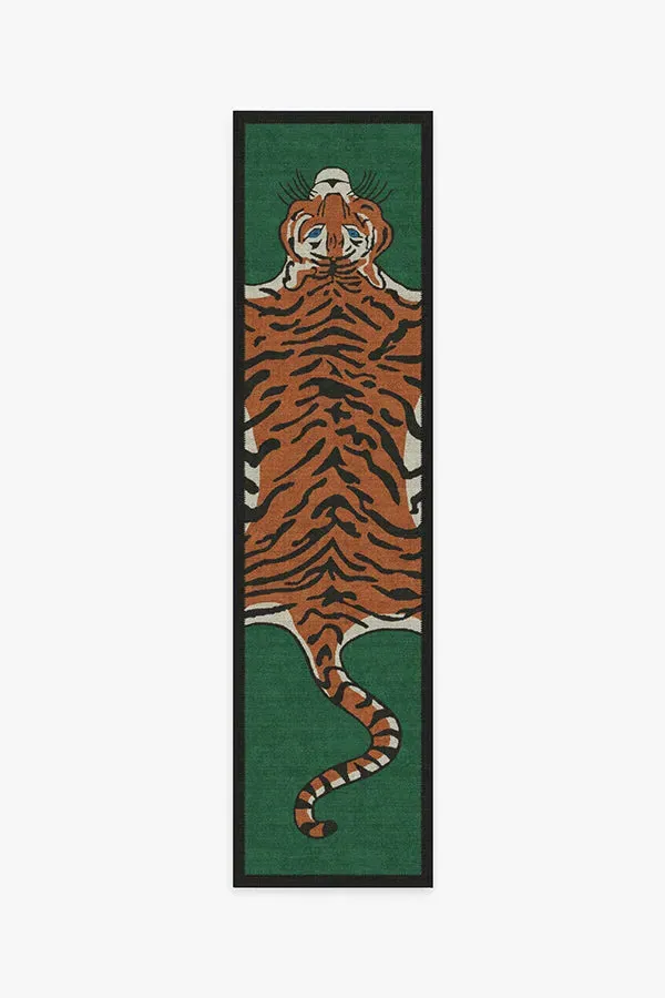 Runner Tiger Area Rug - Green, Chenille