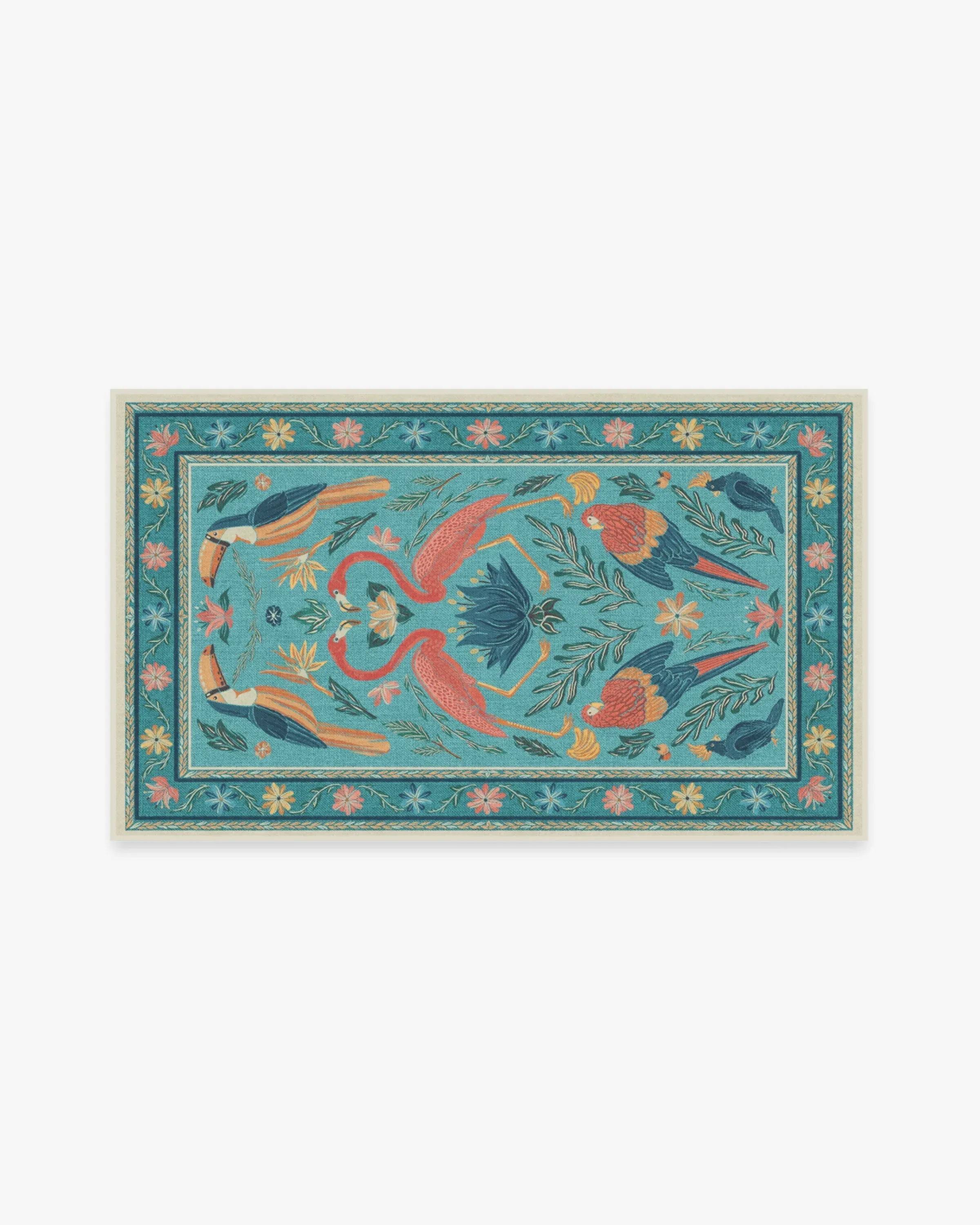Small Area Rug Machine Washable - Aqua, Chenille