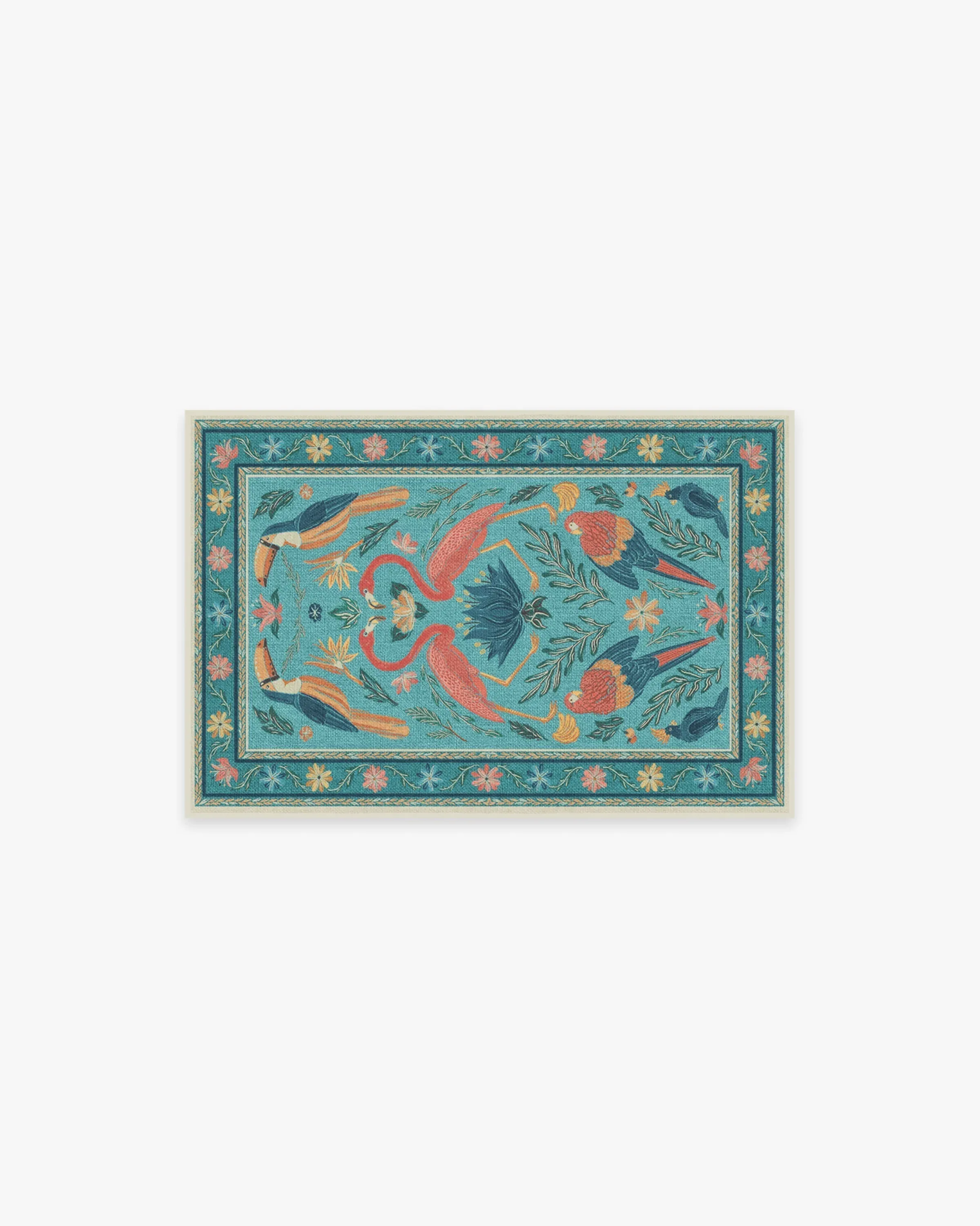 Small Area Rug Machine Washable - Aqua, Chenille image
