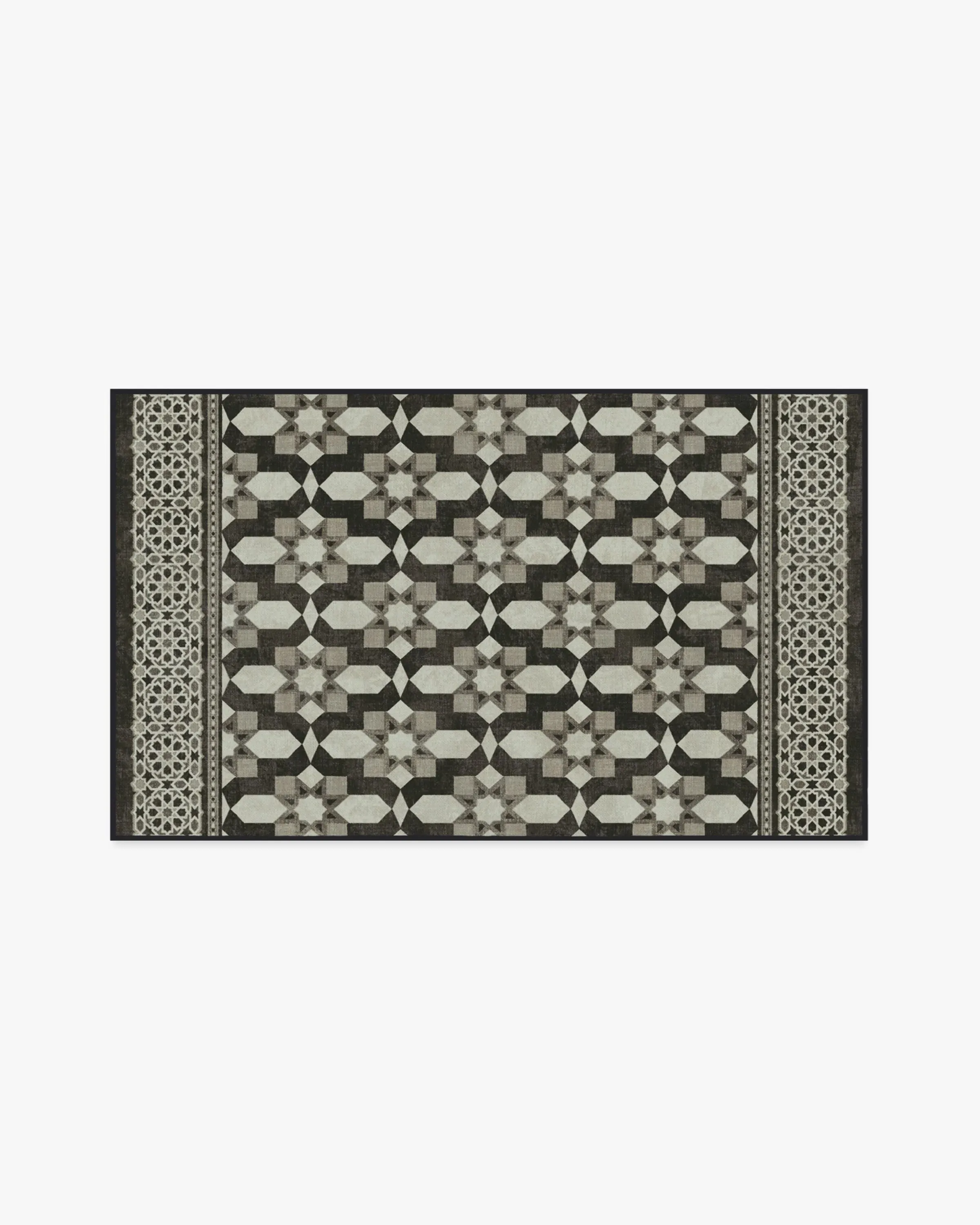 Small Area Rug Machine Washable - Black, Ivory