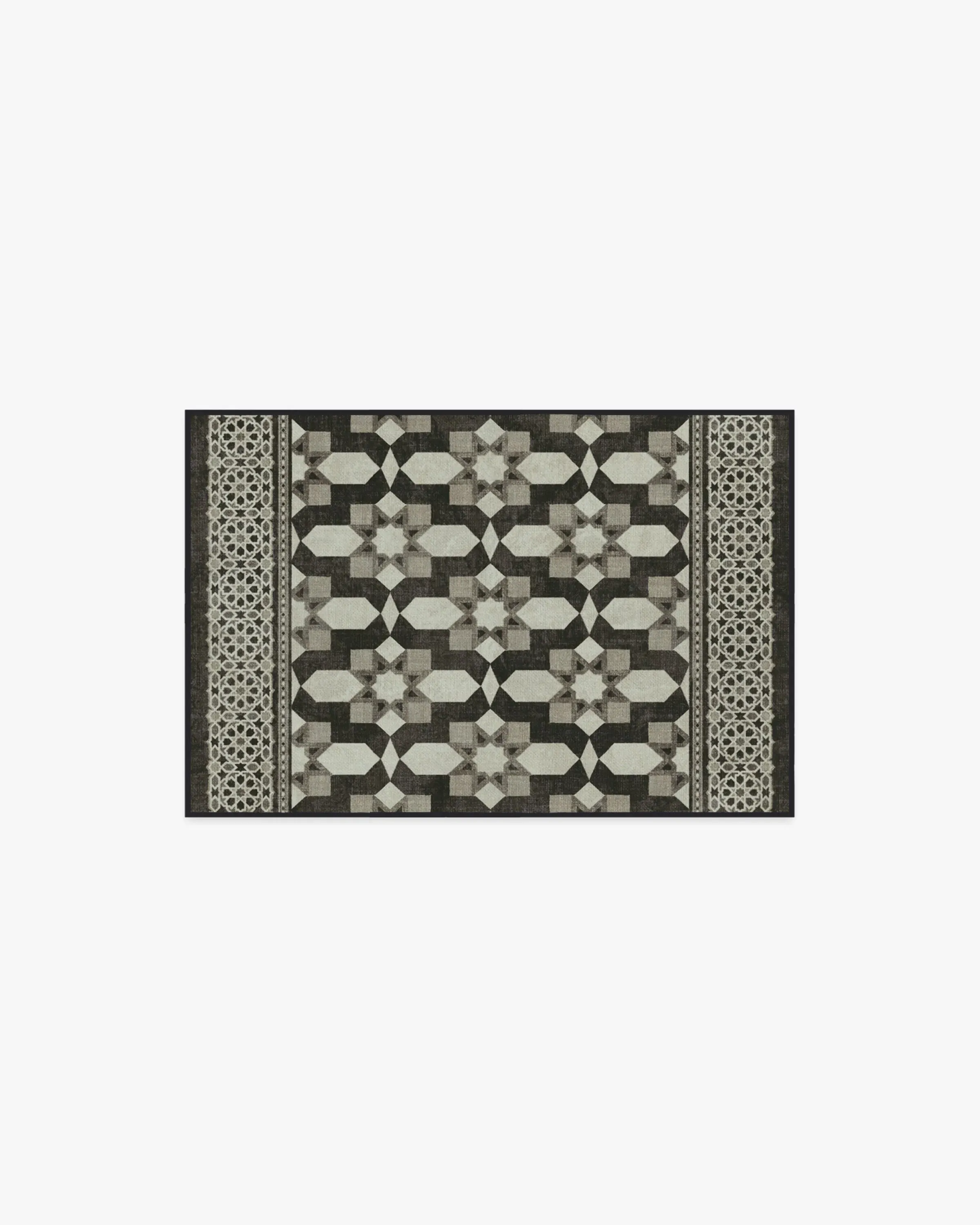 Small Area Rug Machine Washable - Black, Ivory image