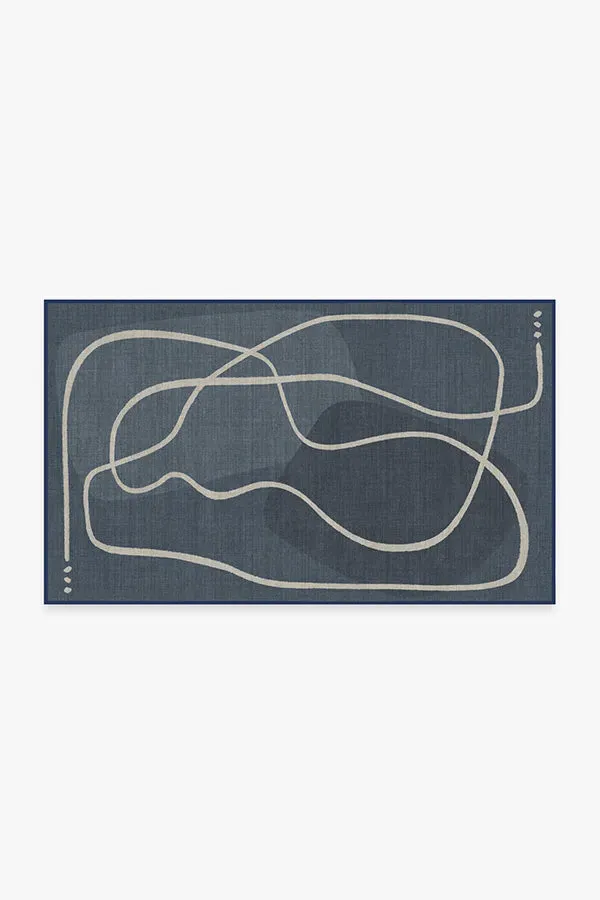 Small Area Rug Machine Washable - Blue, Chenille