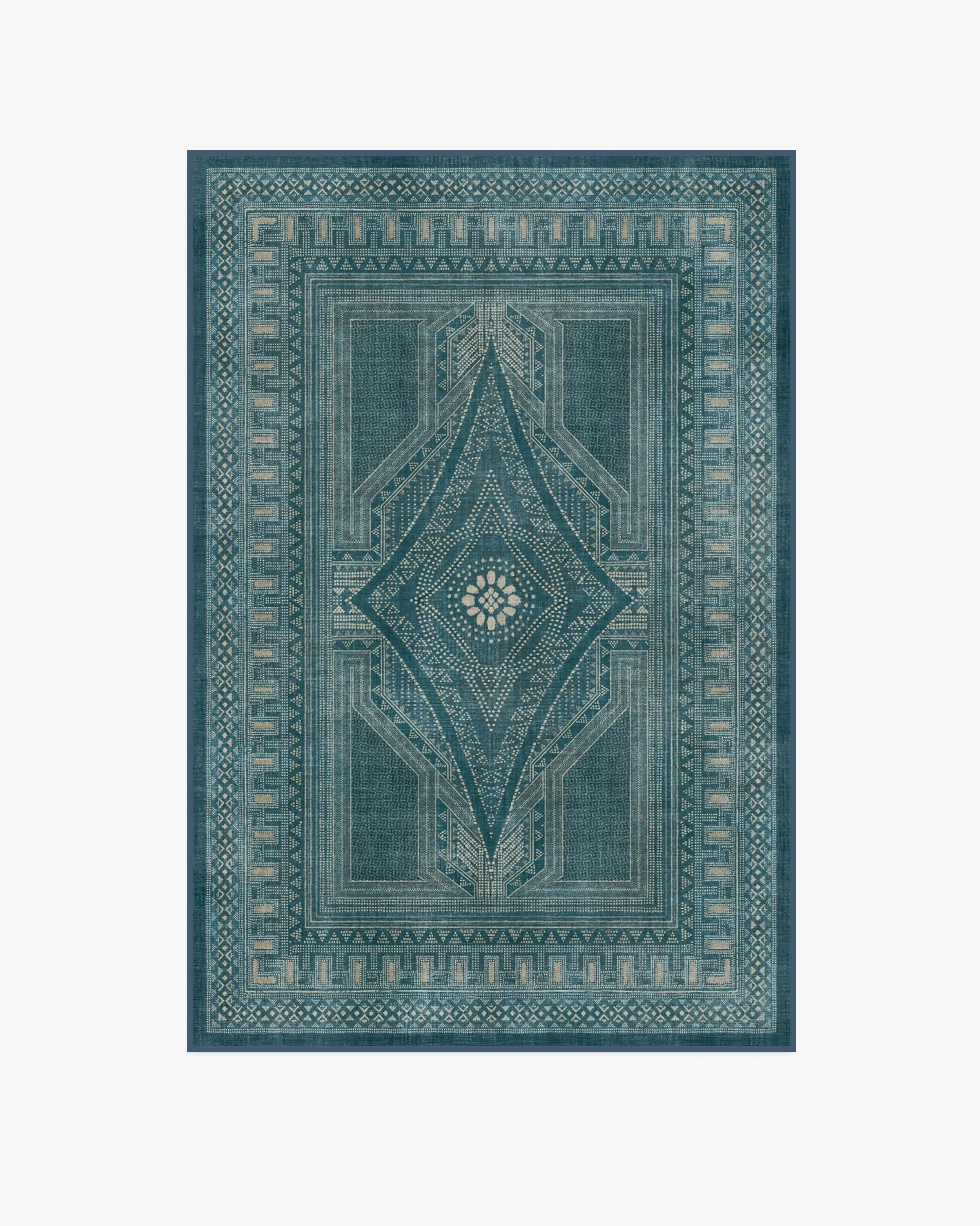 Small Area Rug Machine Washable - Blue, Flatwoven