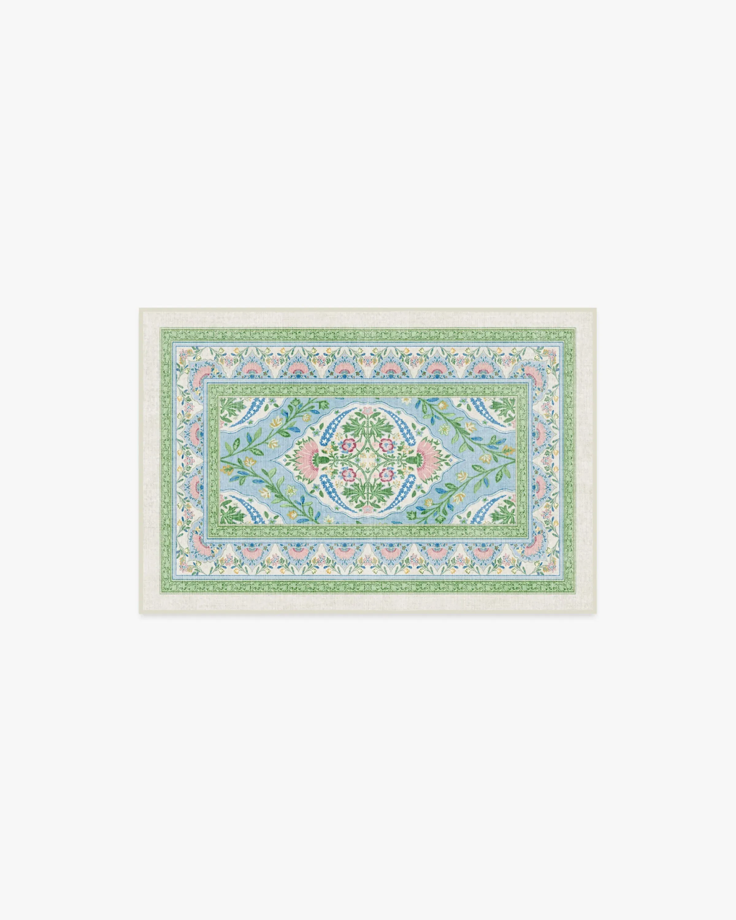 Small Area Rug Machine Washable - Blue, Floral image