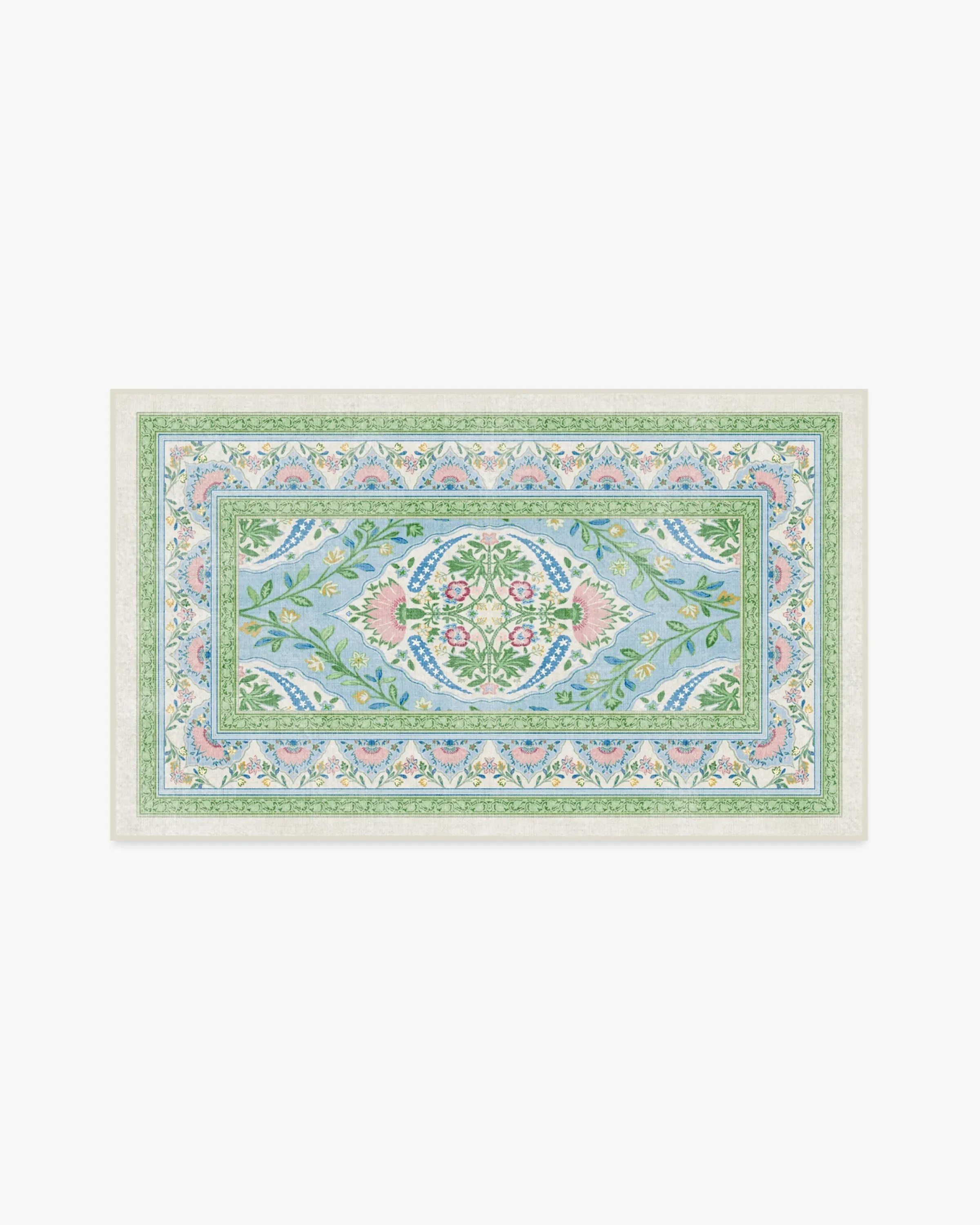 Small Area Rug Machine Washable - Blue, Floral
