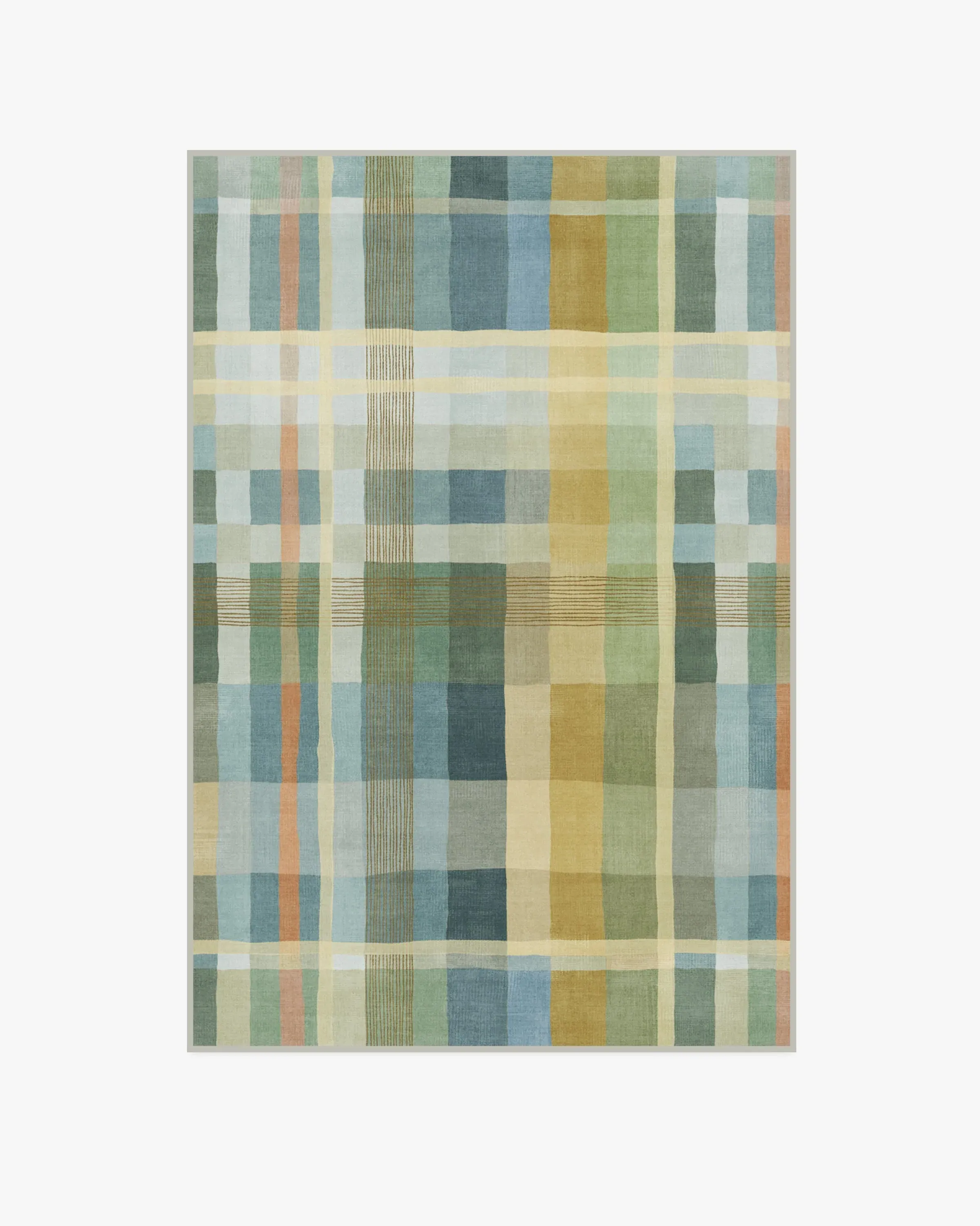 Small Area Rug Machine Washable - Blue Plaid