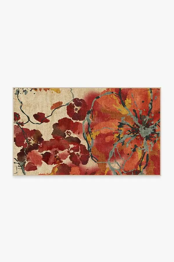 Small Area Rug Machine Washable - Coral
