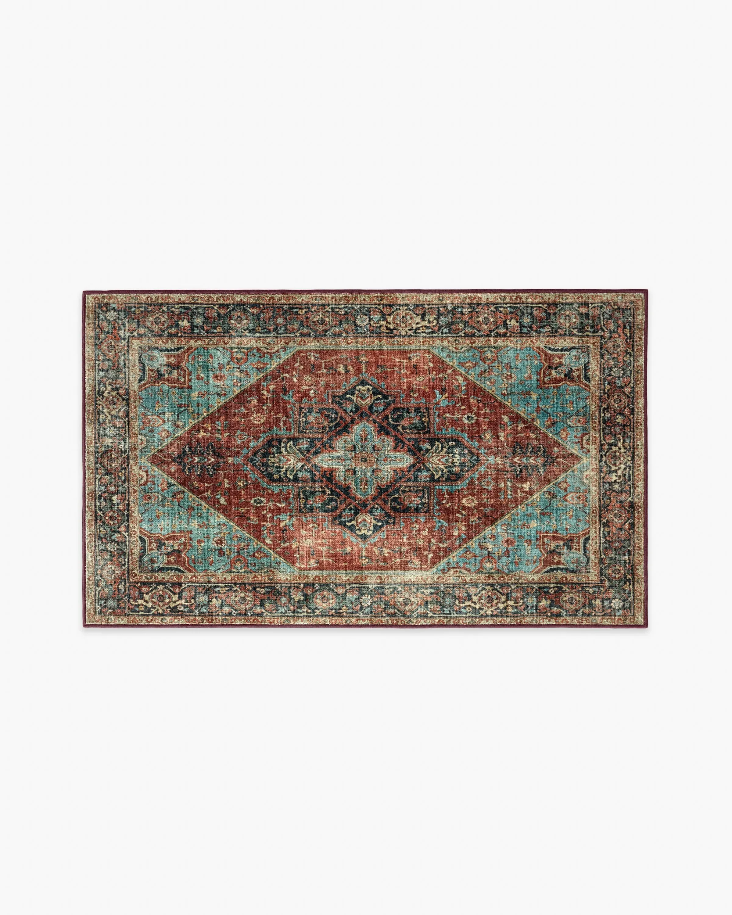 Small Area Rug Machine Washable - Crimson Blue