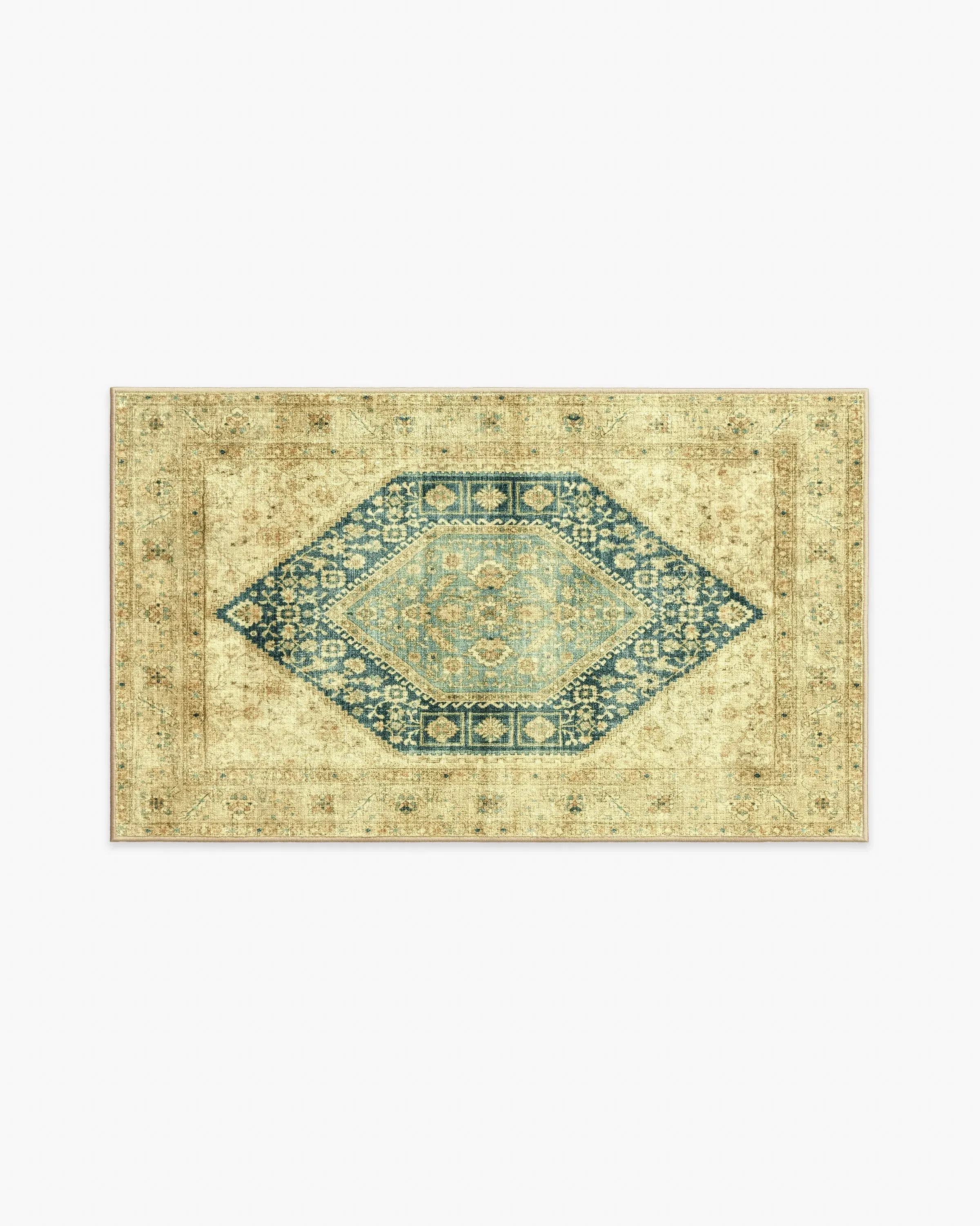 Small Area Rug Machine Washable - Gold, Teal