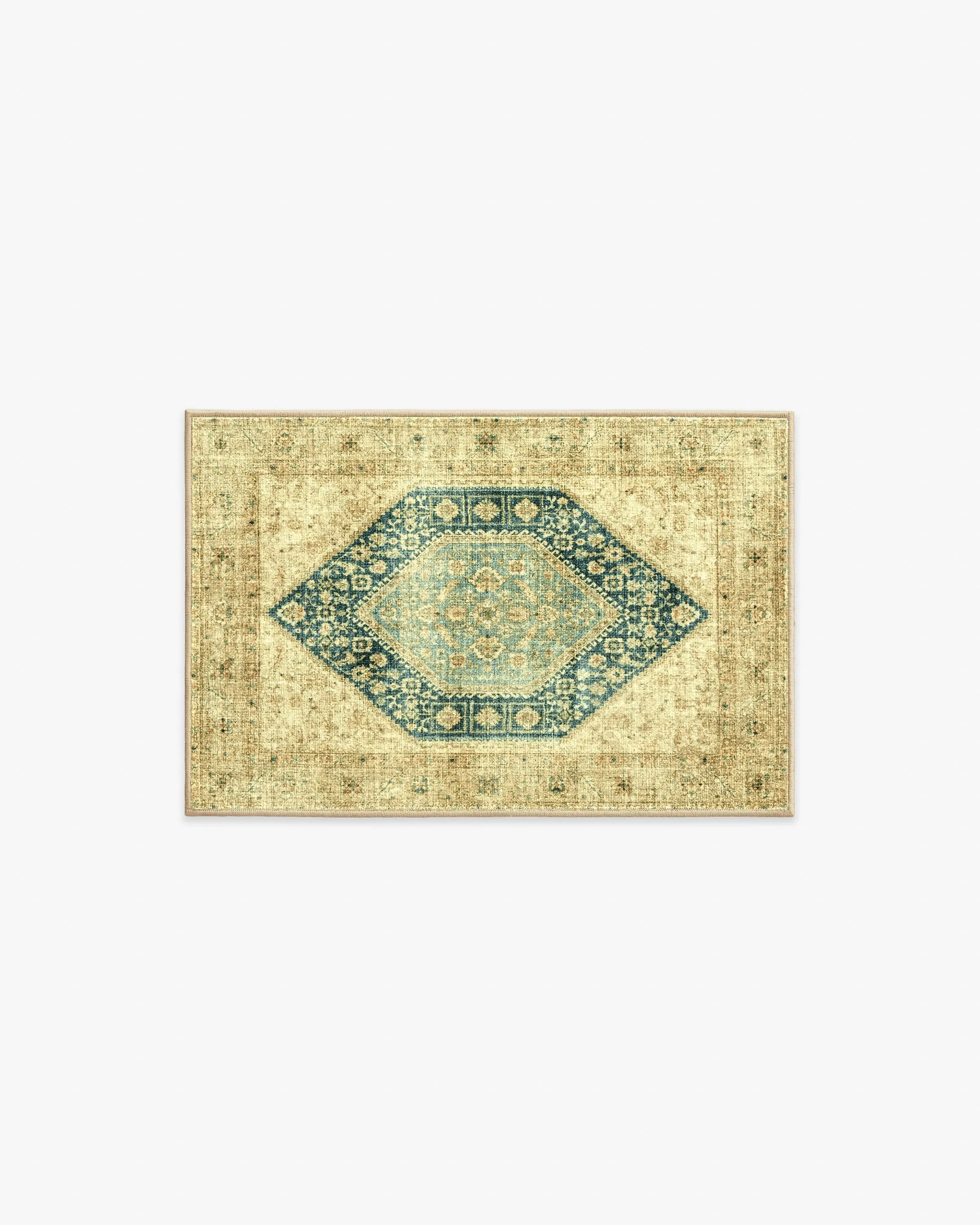 Small Area Rug Machine Washable - Gold, Teal image