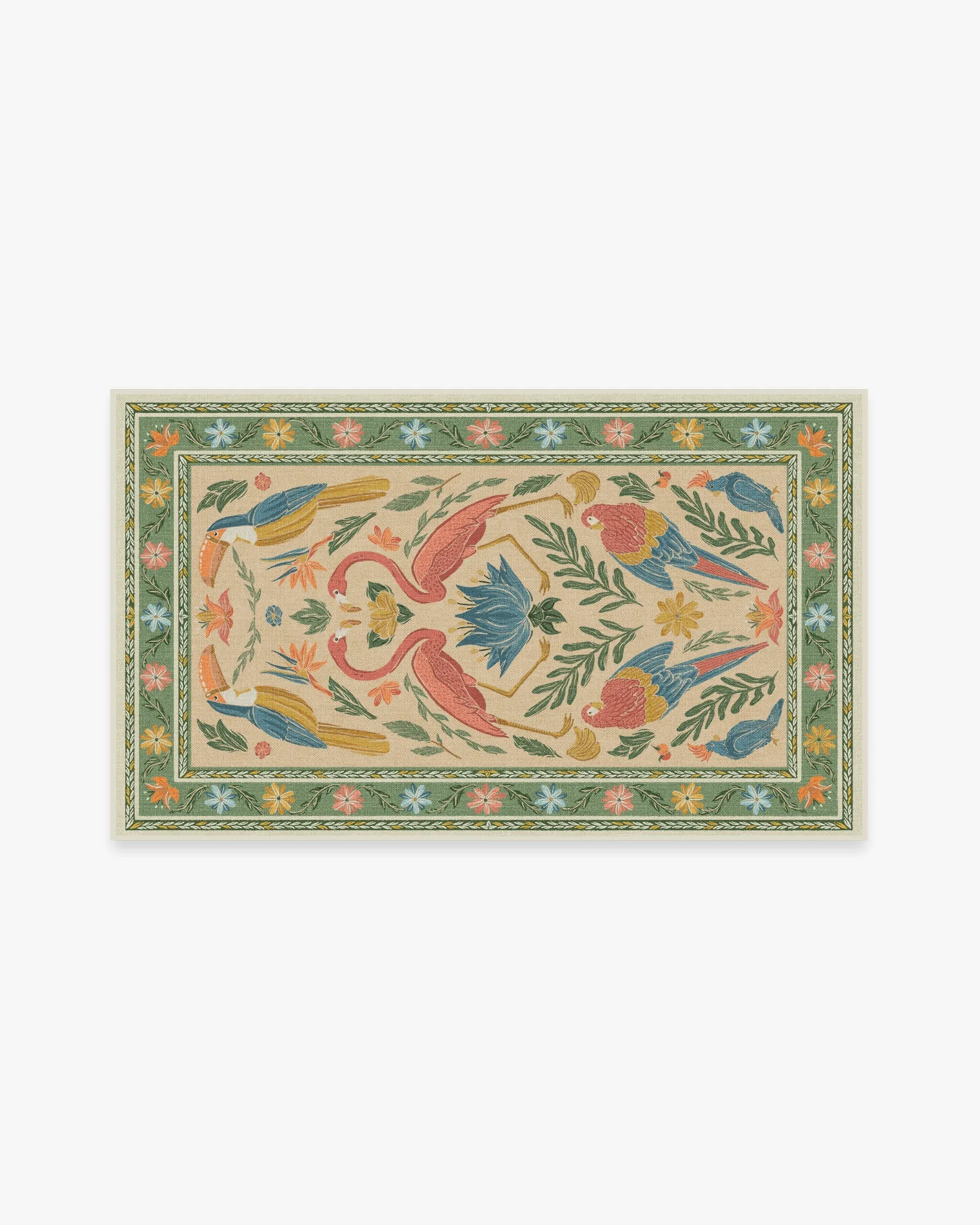 Small Area Rug Machine Washable - Green, Chenille