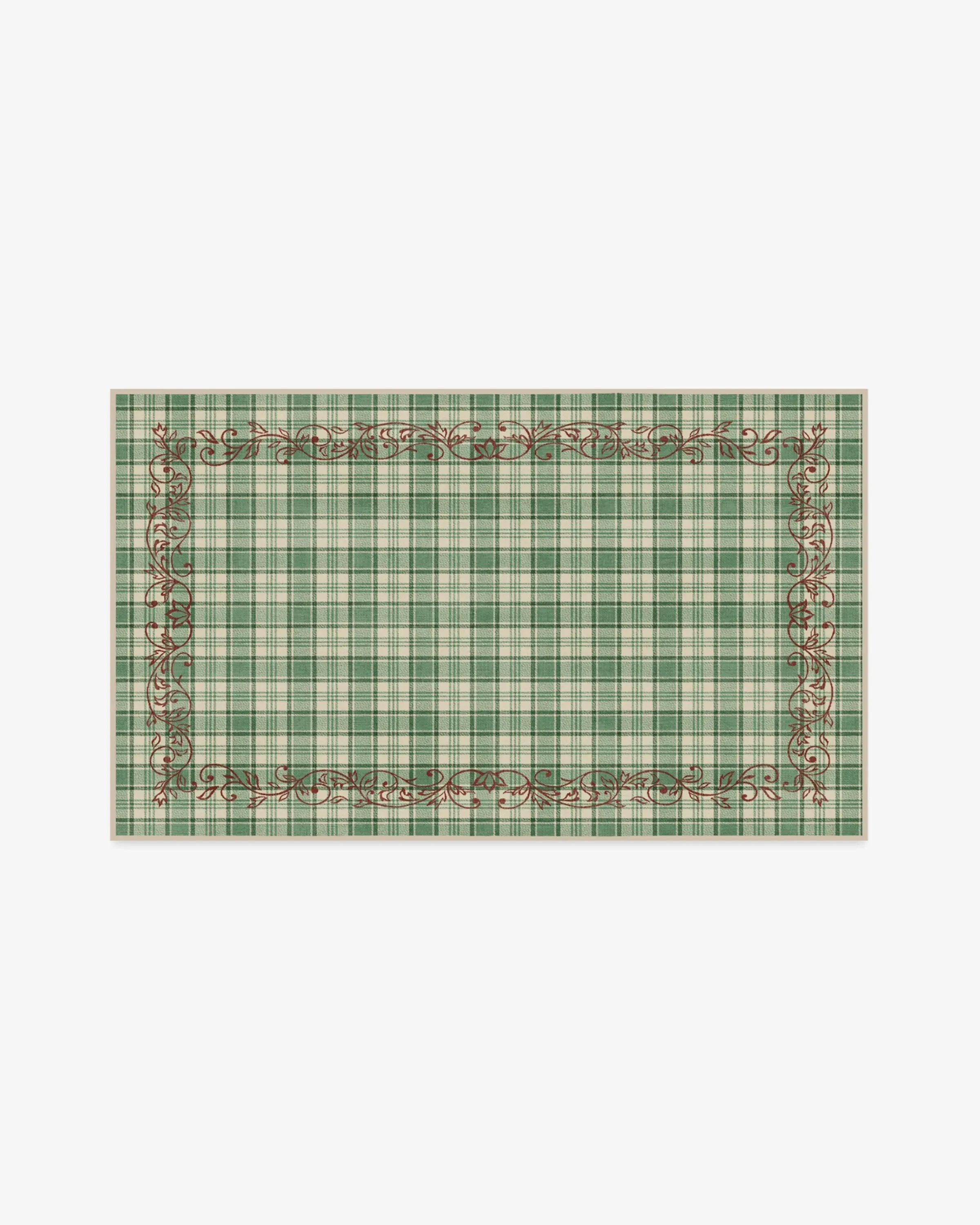 Small Area Rug Machine Washable - Green, Red
