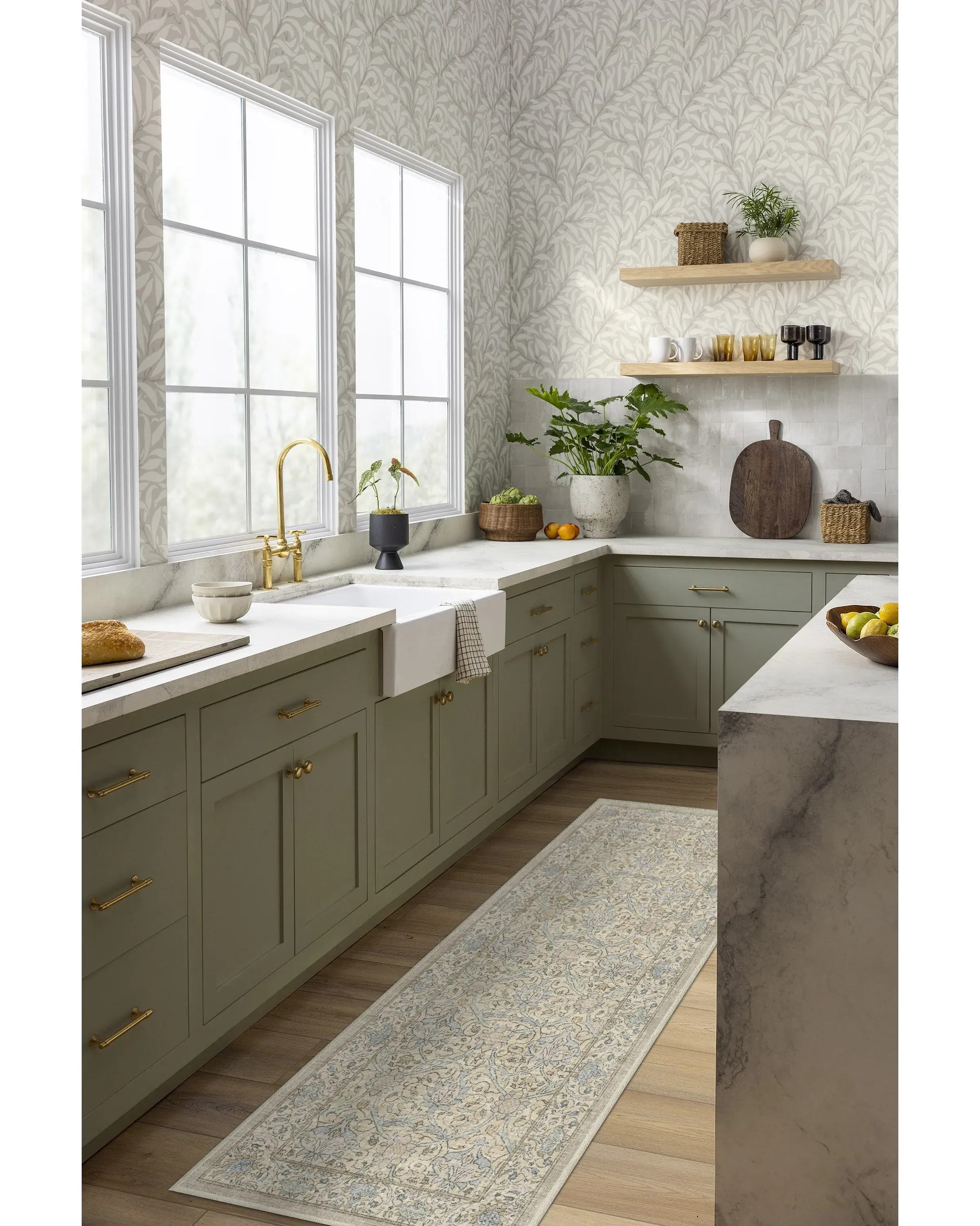 Small Area Rug Machine Washable - Natural Jade