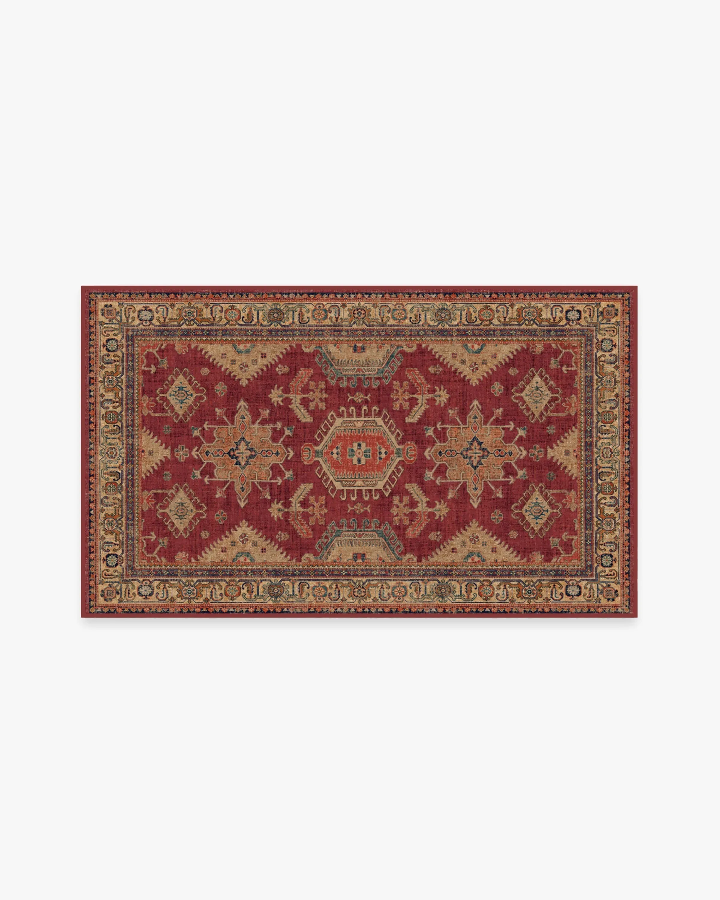 Small Area Rug Machine Washable - Ruby Red