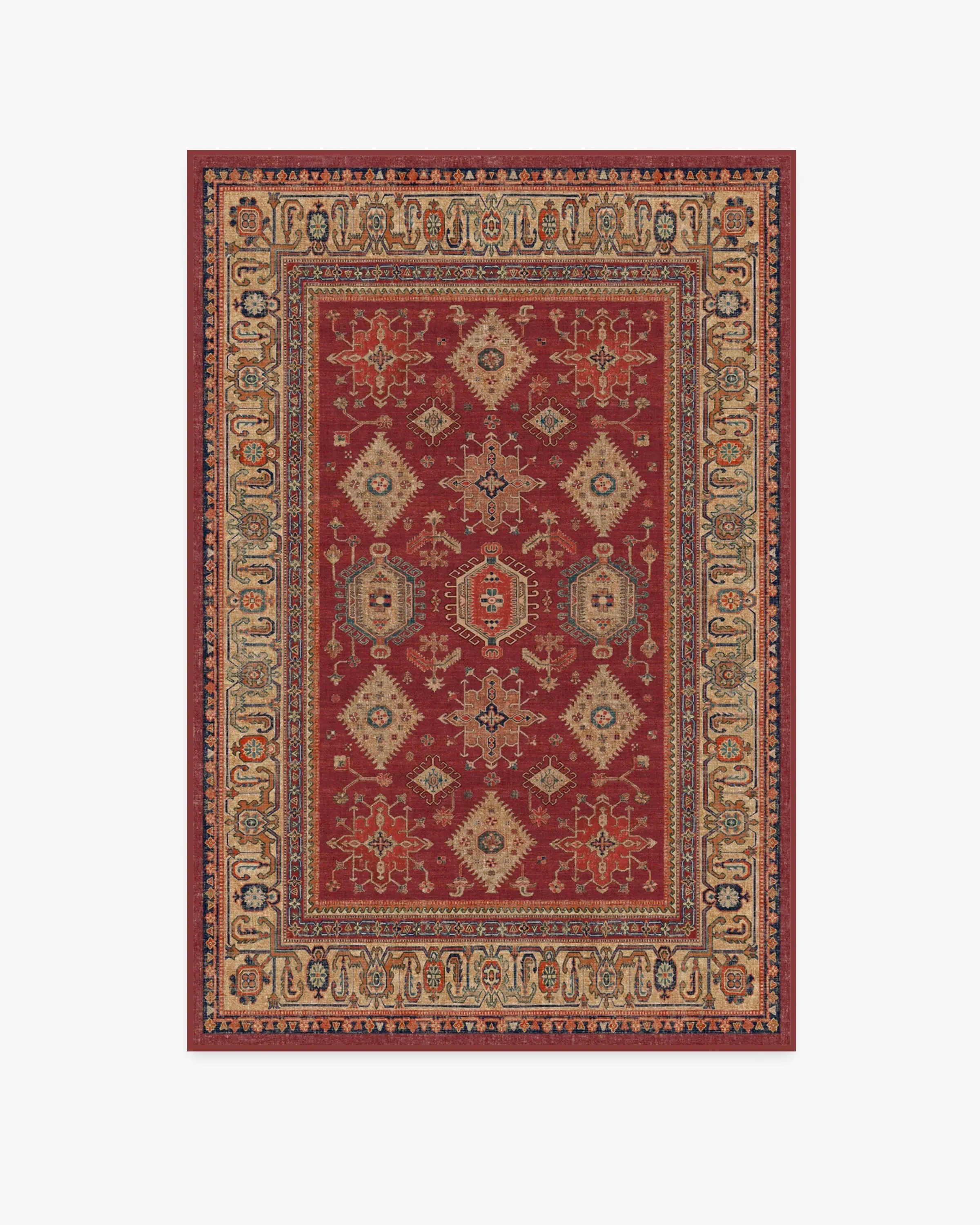 Small Area Rug Machine Washable - Ruby Red