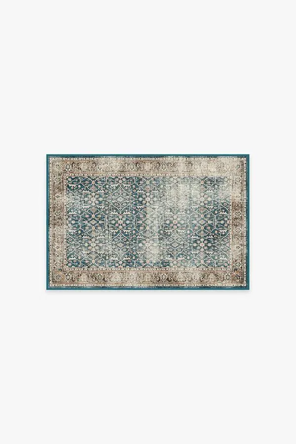 Small Area Rug Machine Washable - Teal Blue image