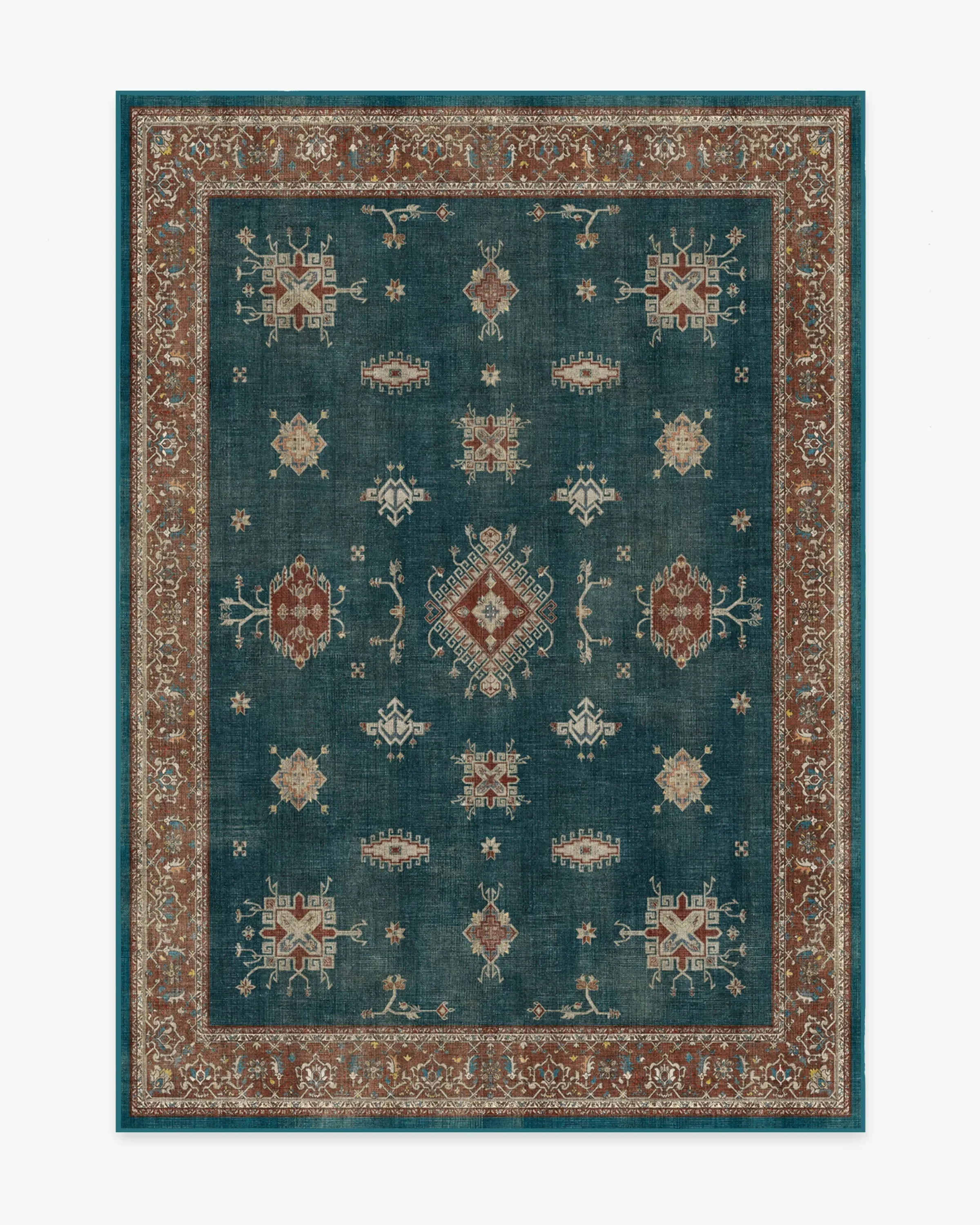 Small Area Rug Machine Washable - Teal Blue
