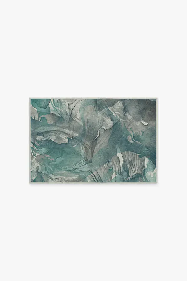 Small Area Rug Machine Washable - Teal Grey image