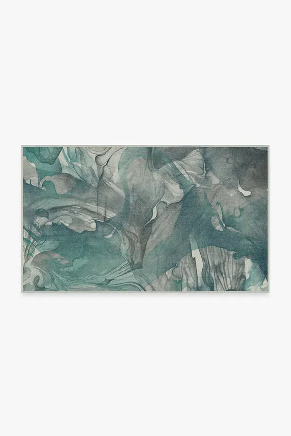 Small Area Rug Machine Washable - Teal Grey
