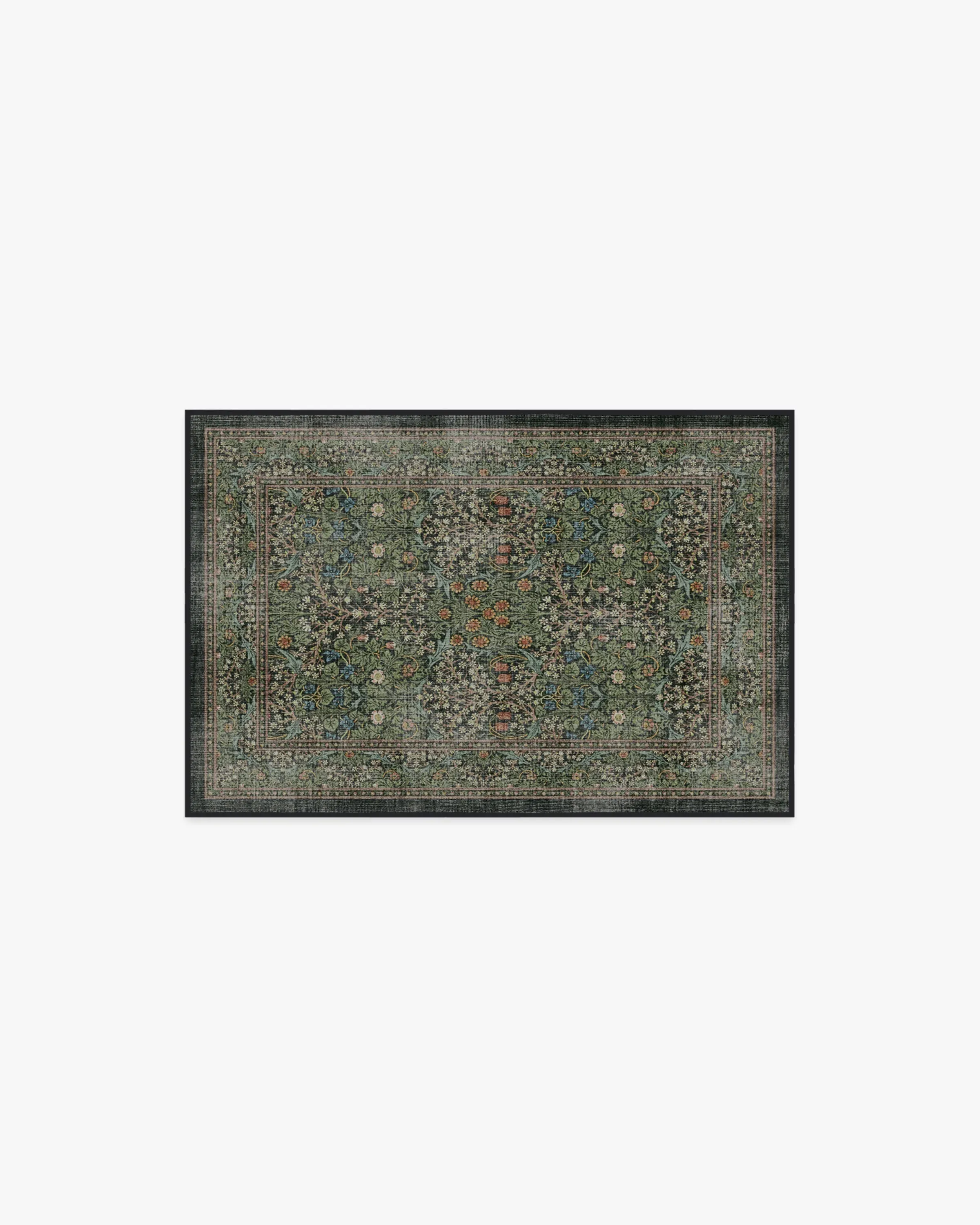 Small Machine Washable Area Rug - Forest Green image