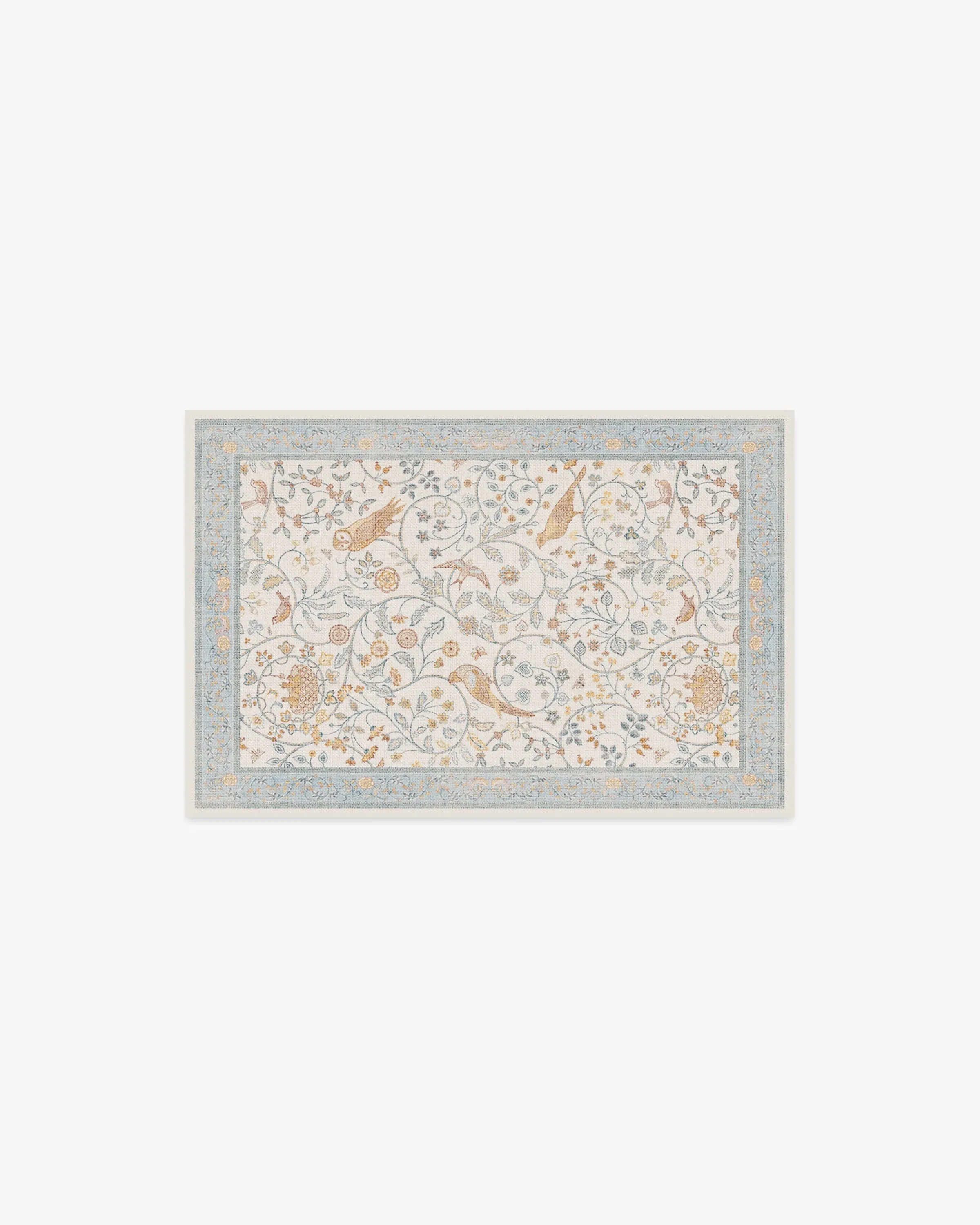 Small Machine Washable Area Rug - Ivory & Blue image