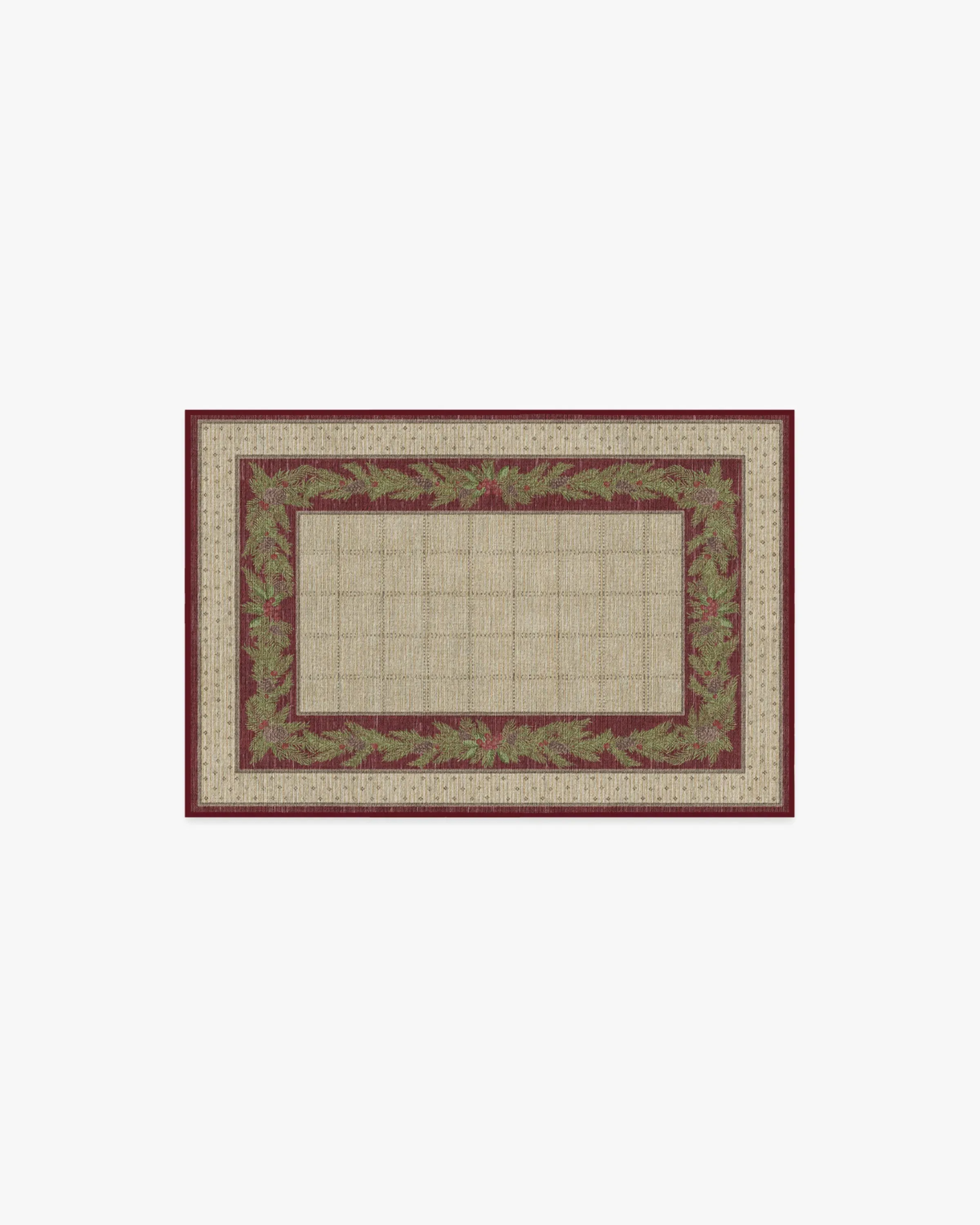 Small Machine Washable Rug - Red, Natural image