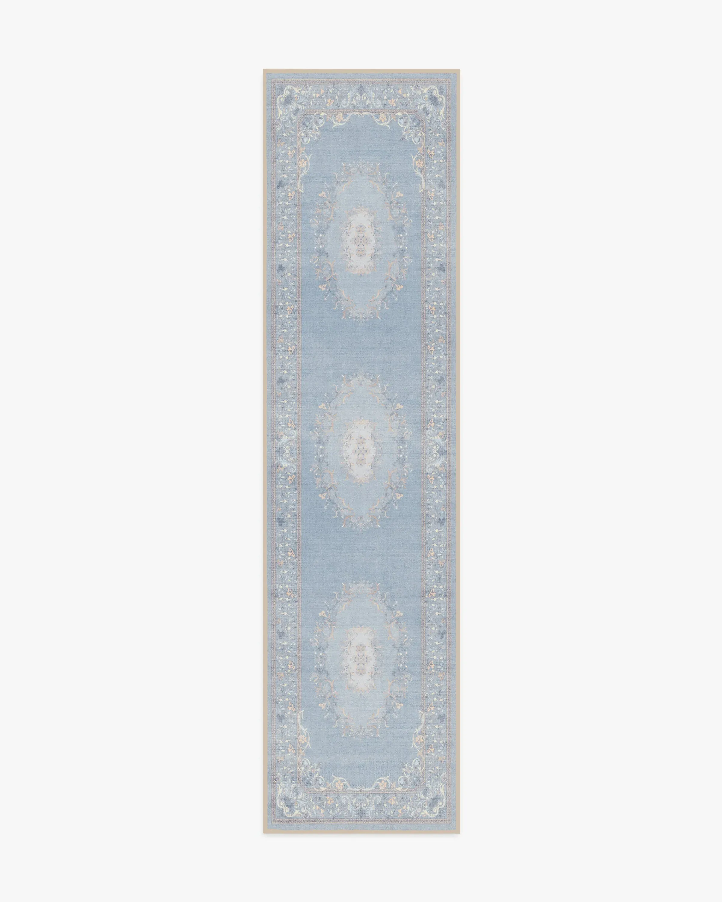 Small Machine Washable Rug - Soft Blue