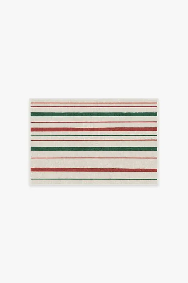 Striped Area Rug Machine Washable - Red, Chenille image