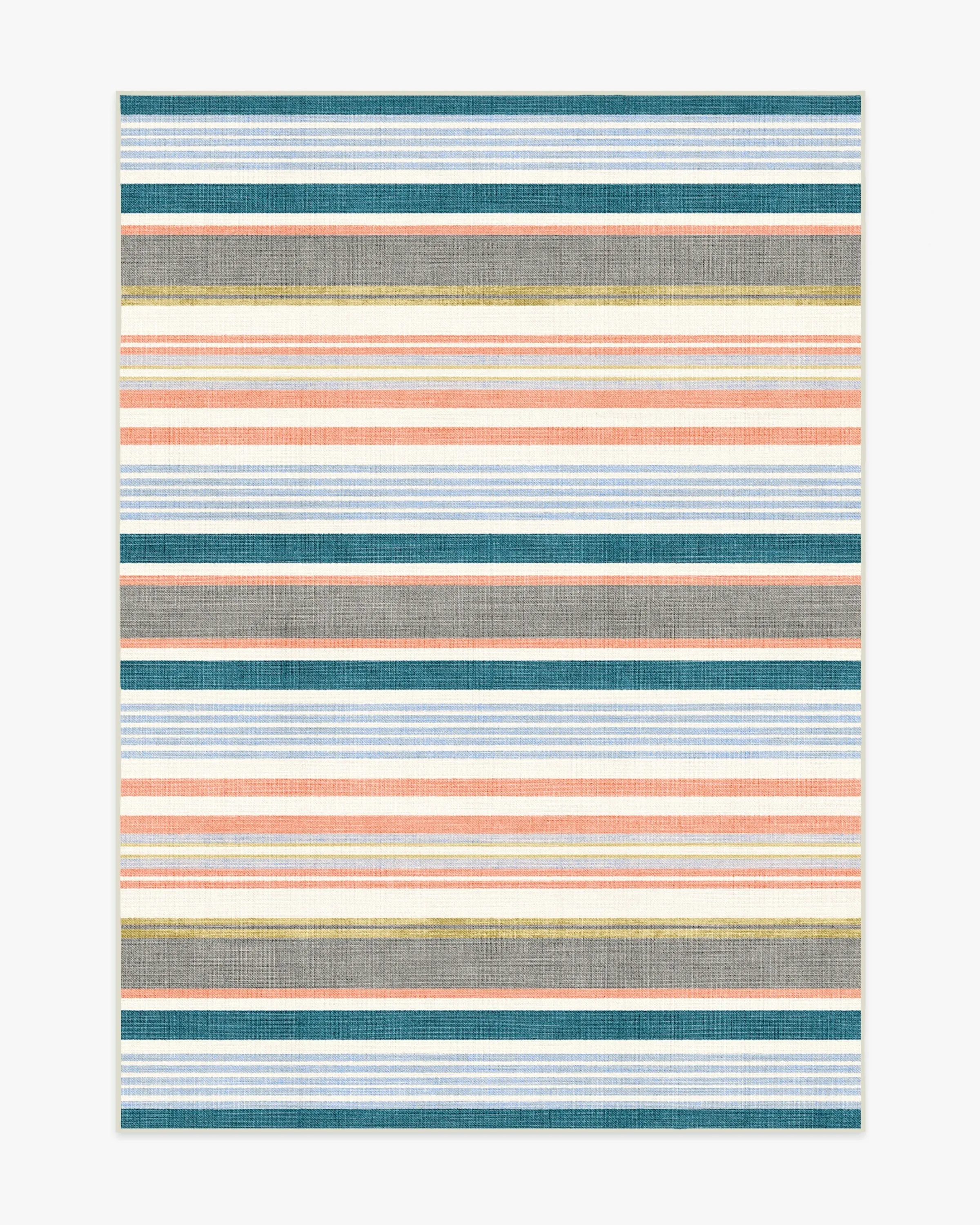 Striped Area Rug Machine Washable - Teal