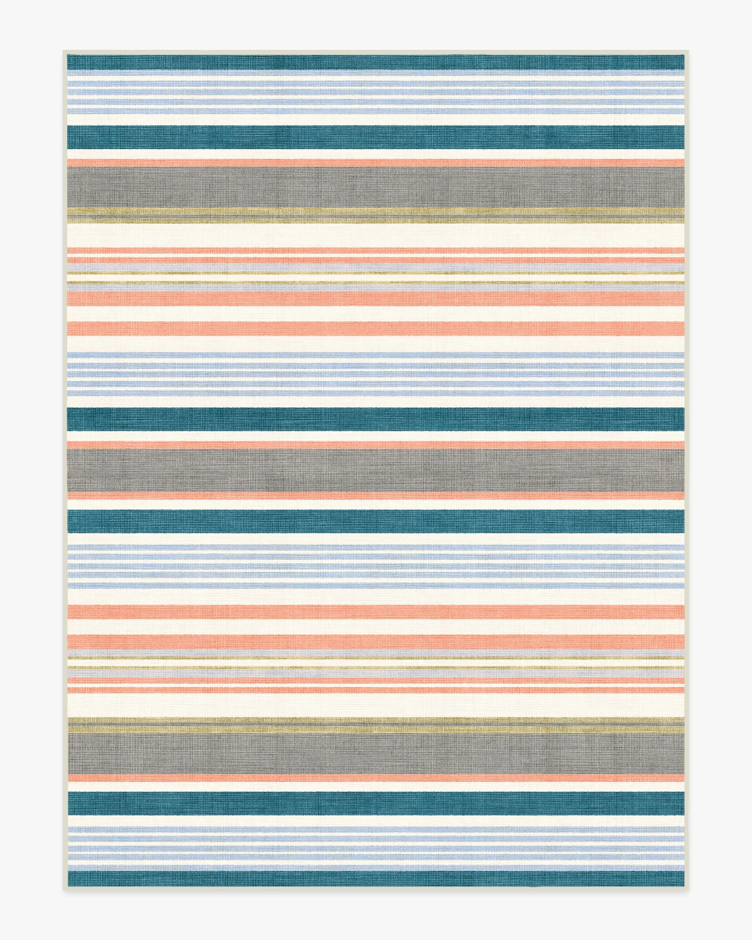 Striped Area Rug Machine Washable - Teal
