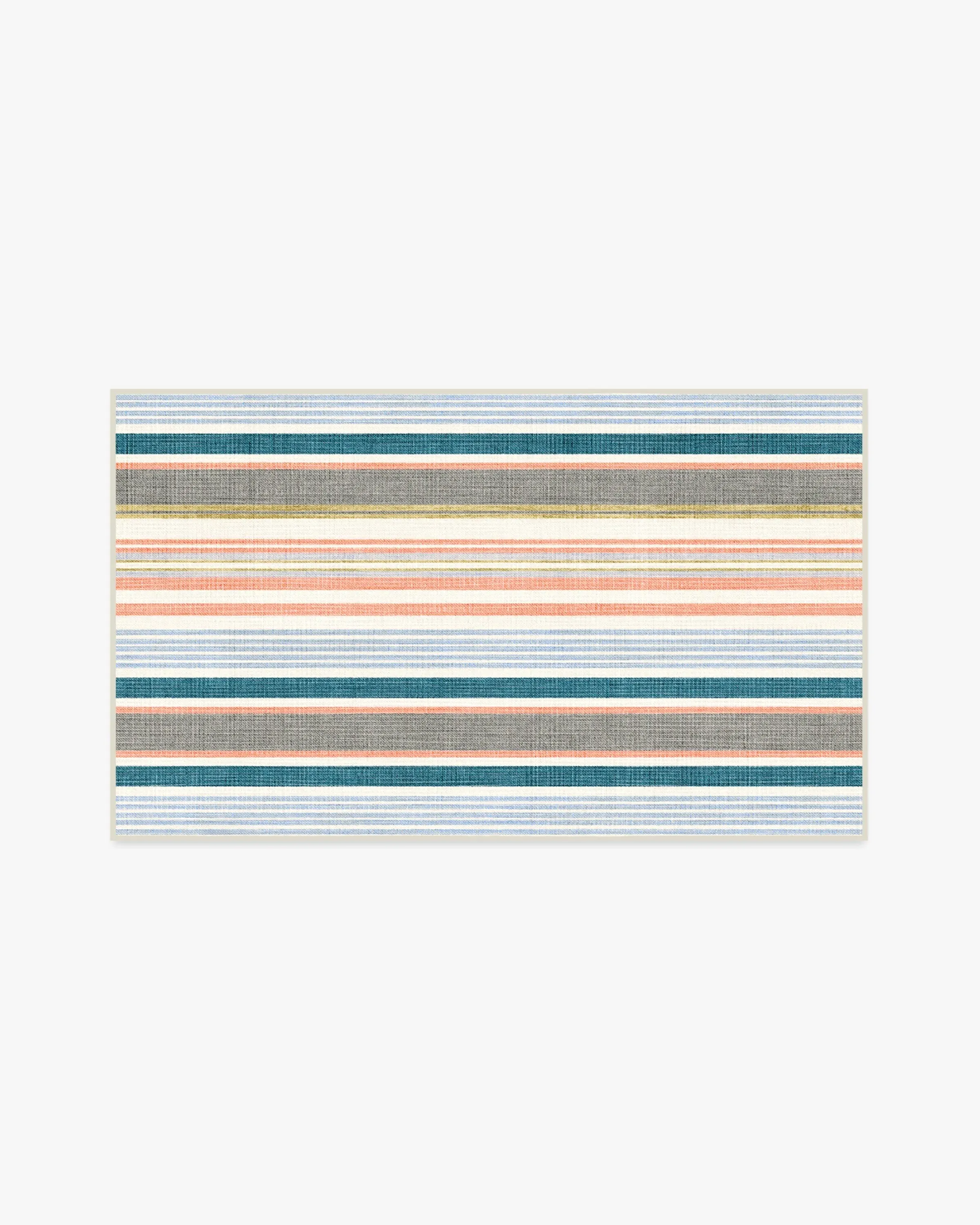 Striped Area Rug Machine Washable - Teal image
