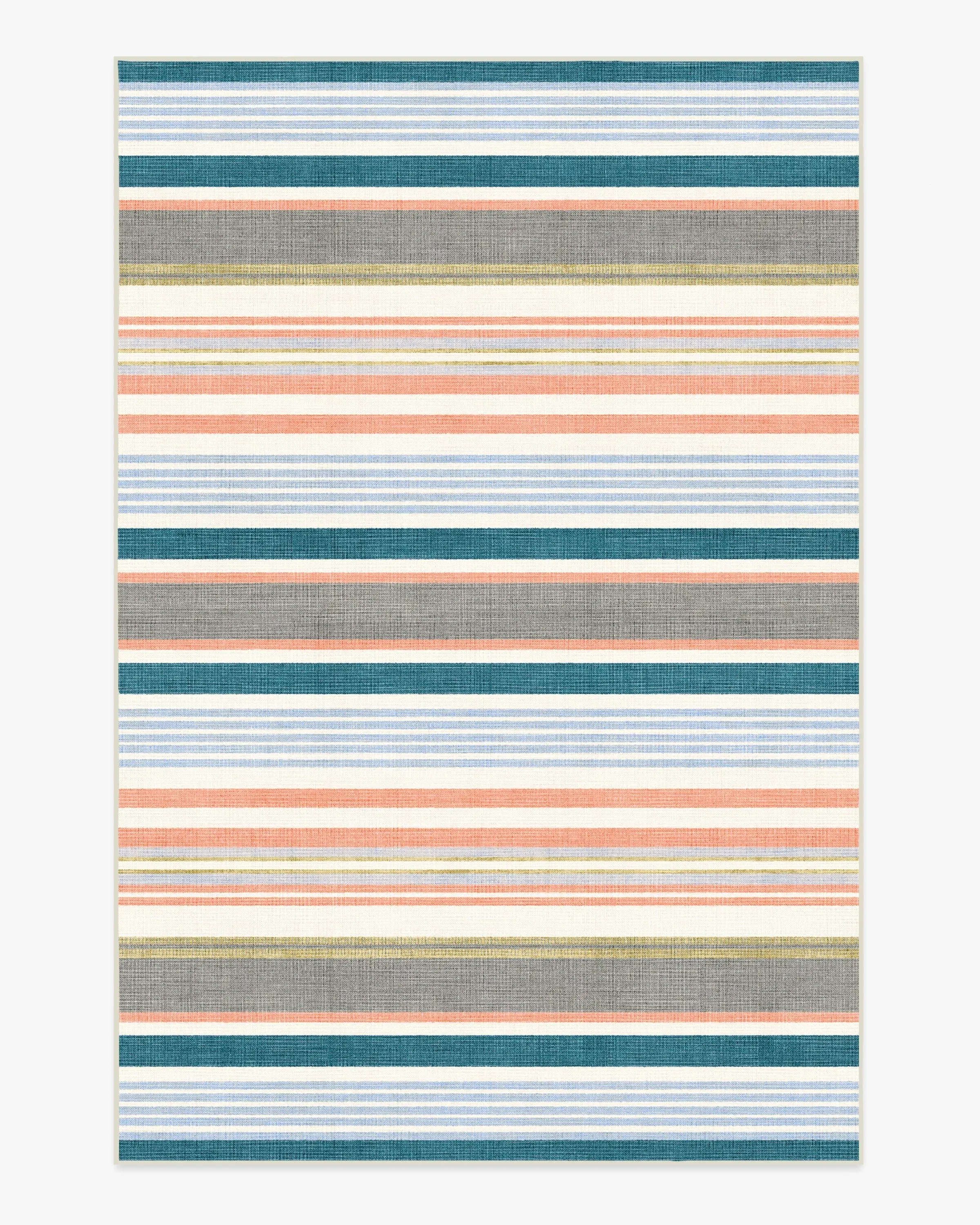 Striped Area Rug Machine Washable - Teal
