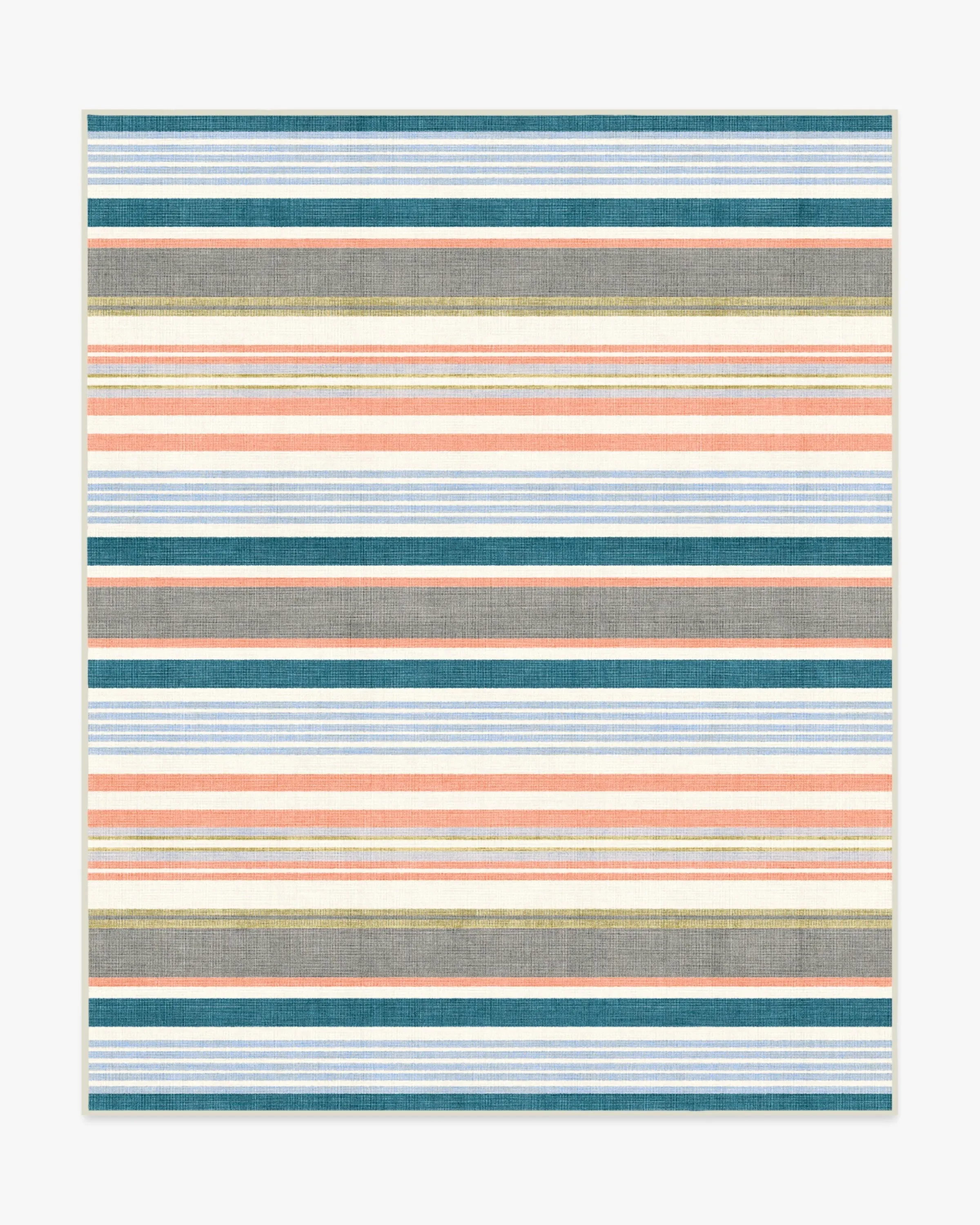 Striped Area Rug Machine Washable - Teal