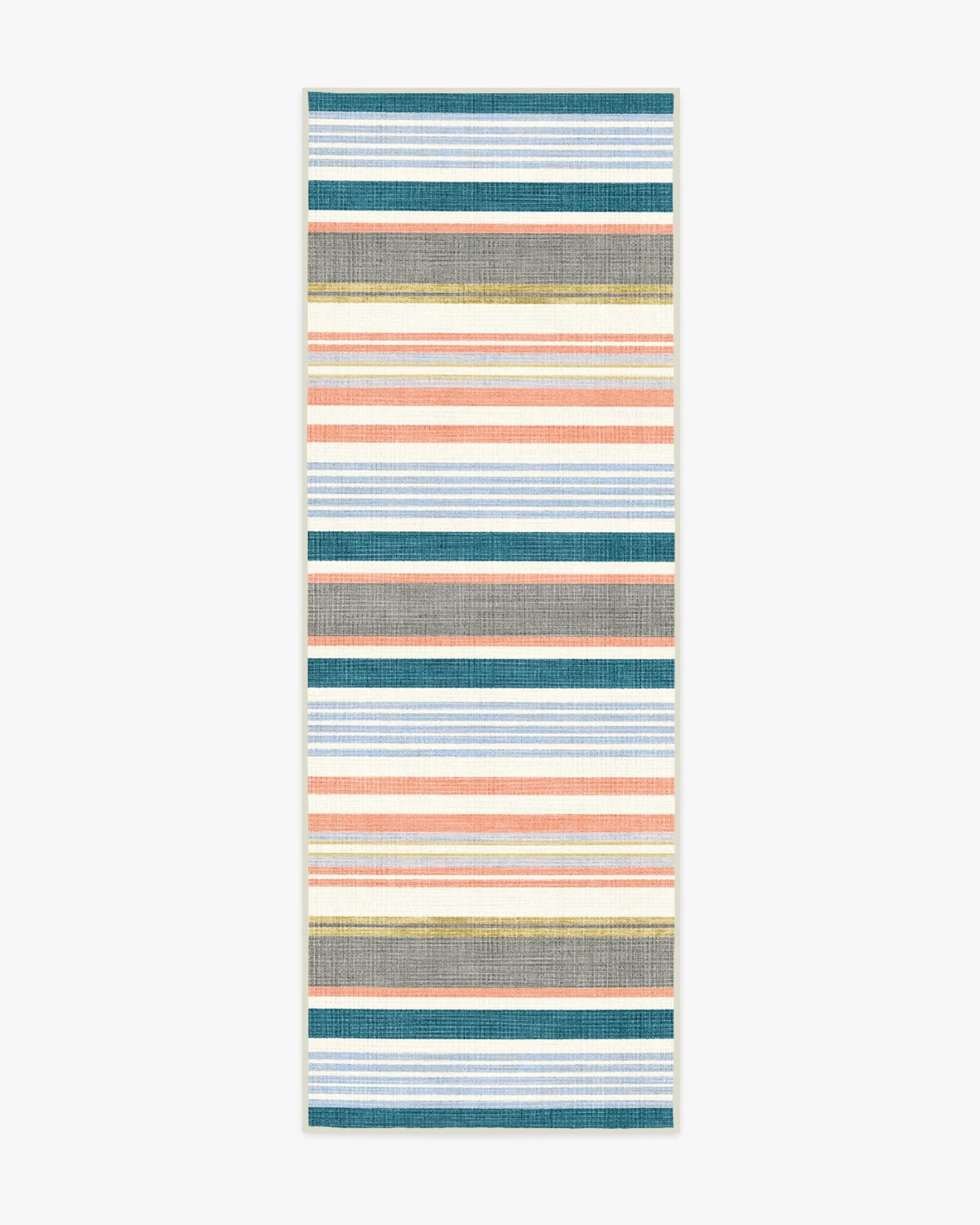 Striped Area Rug Machine Washable - Teal