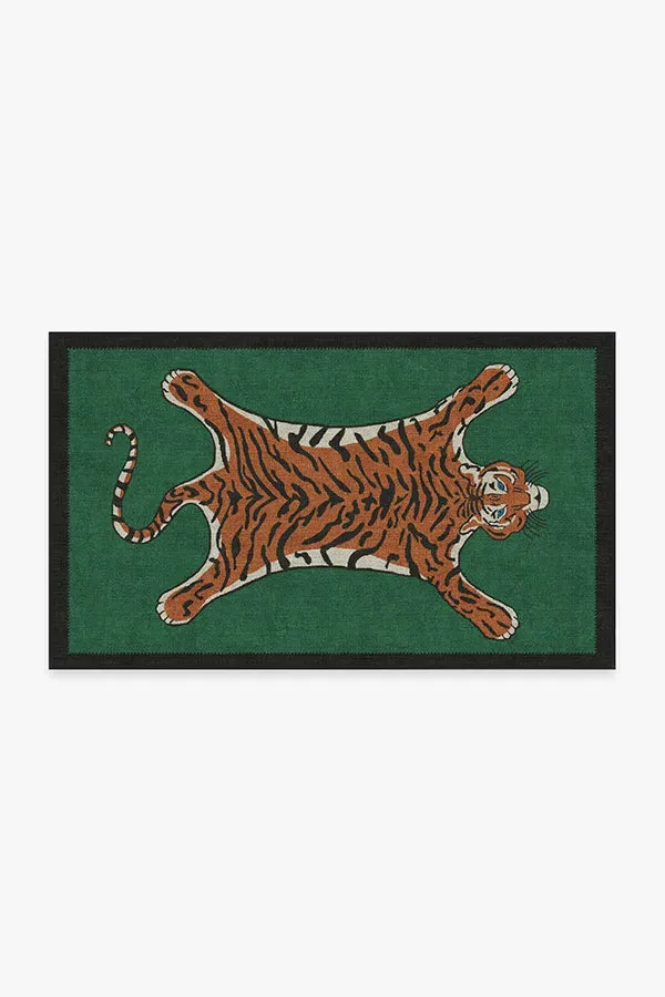 Tiger Area Rug - Green, Chenille