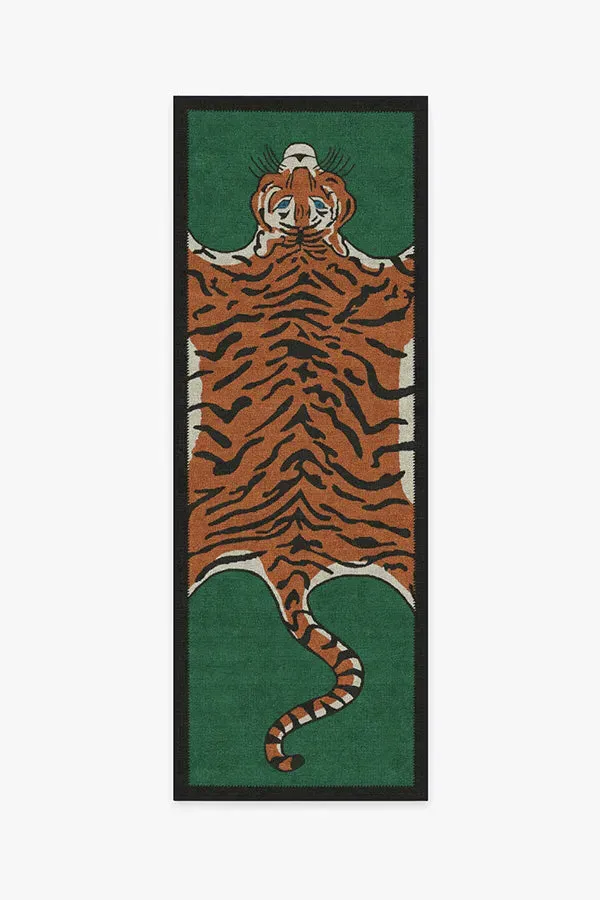Tiger Runner Rug - Green, Chenille