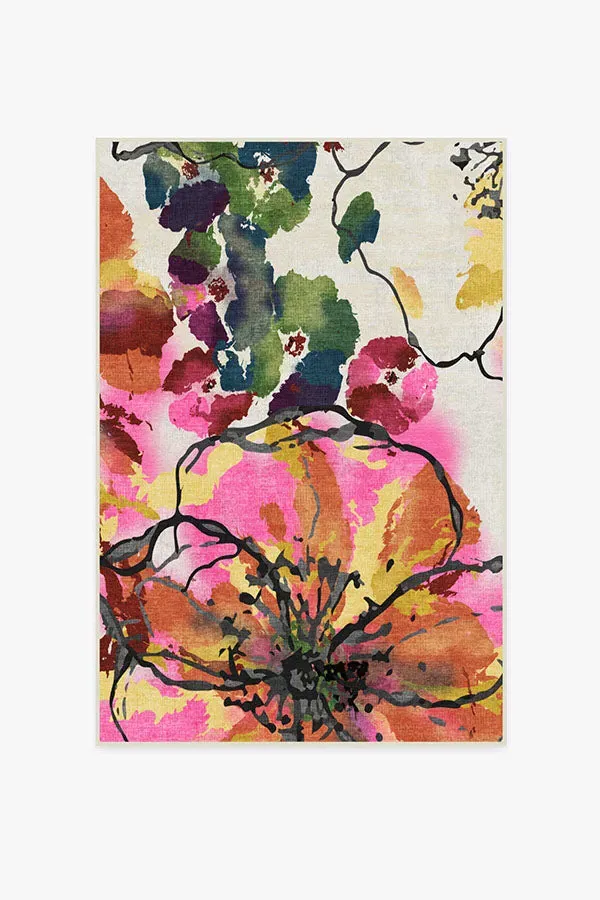Watercolour Floral Area Rug - Multicolour
